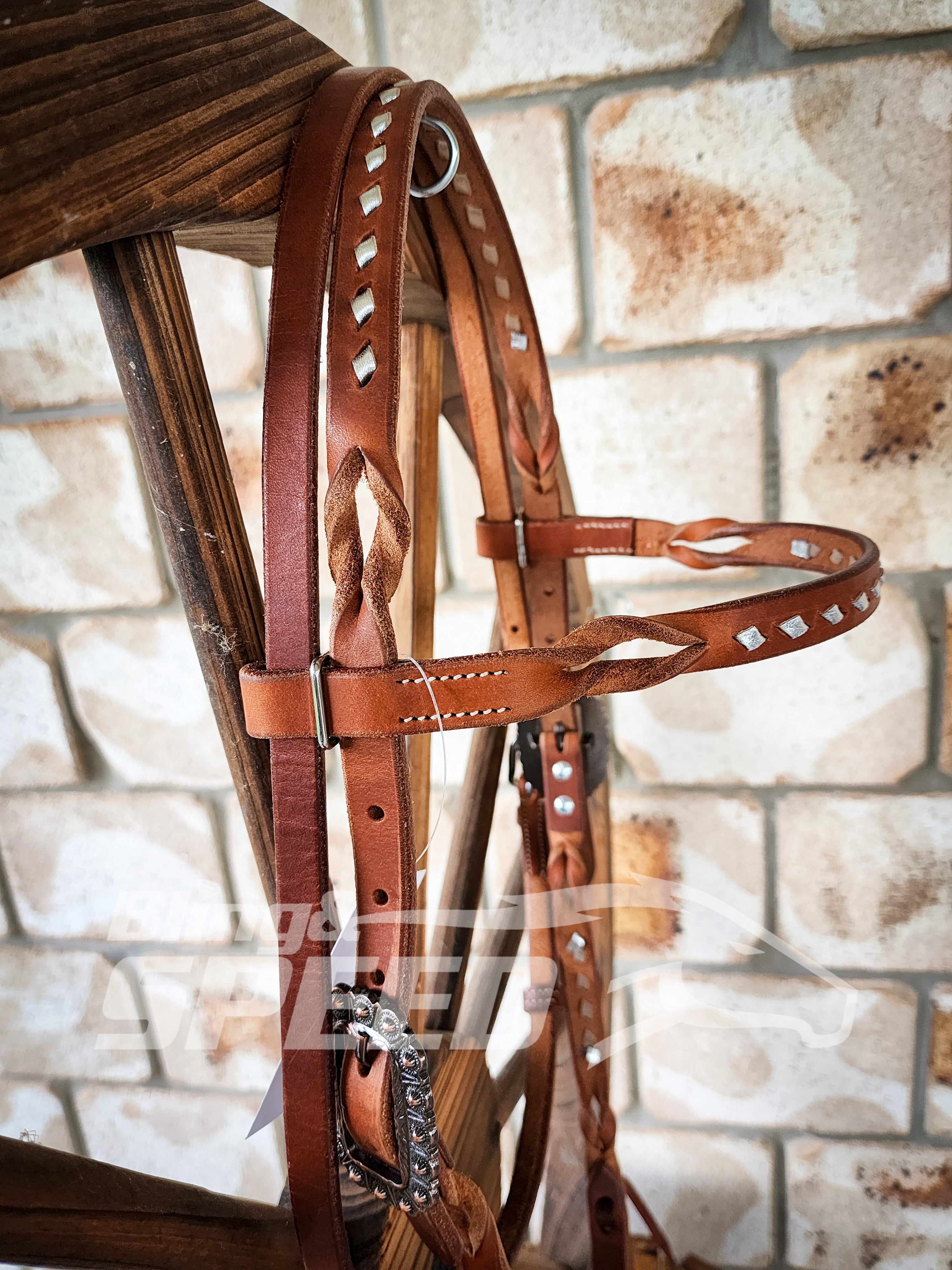 Bling and Speed Silver Buckstitched with Twisted Bloodknot Bridle (7981440729326)