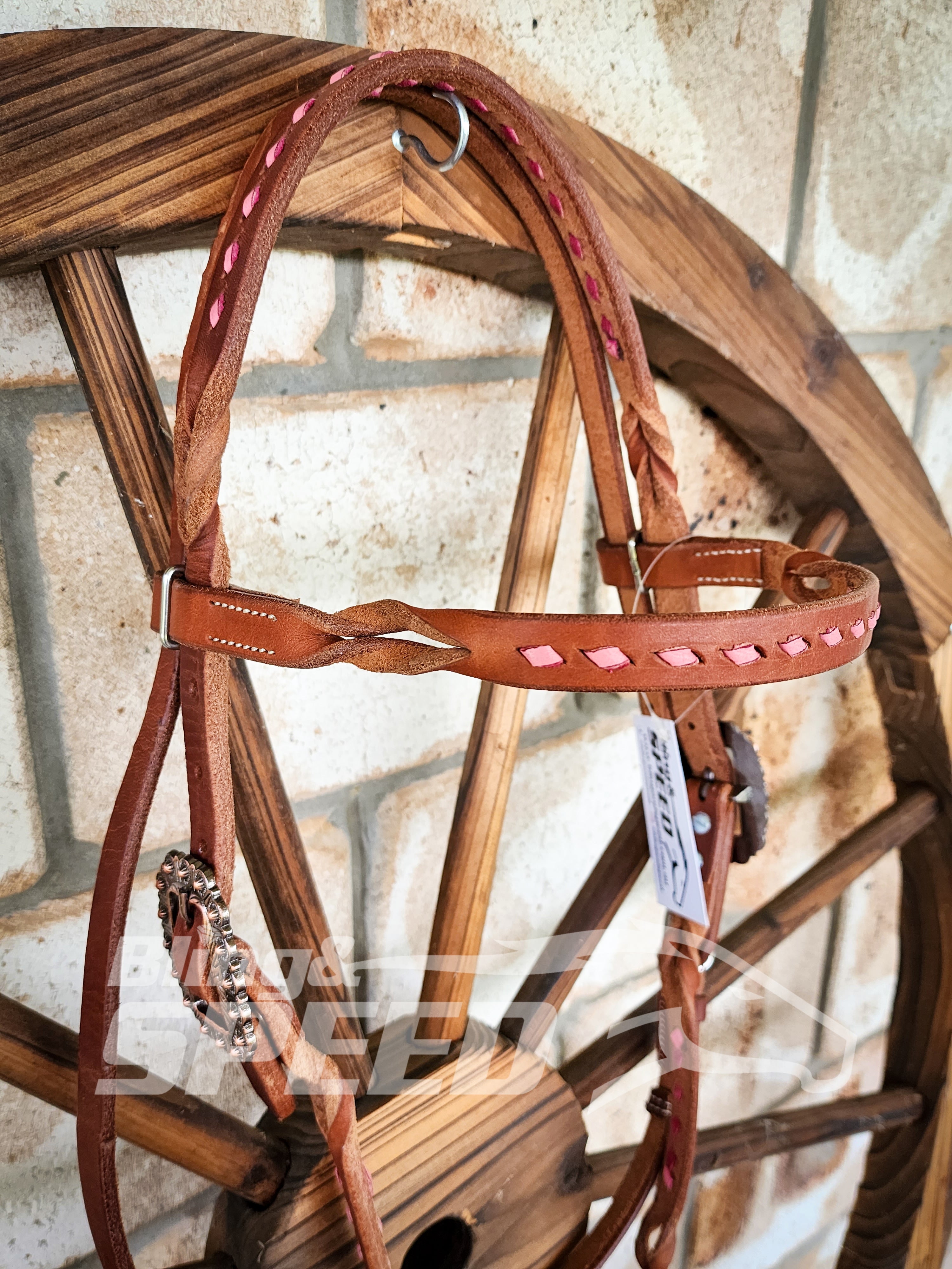 Bling and Speed Pink Buckstitched with Twisted Bloodknot Bridle (7981440008430)