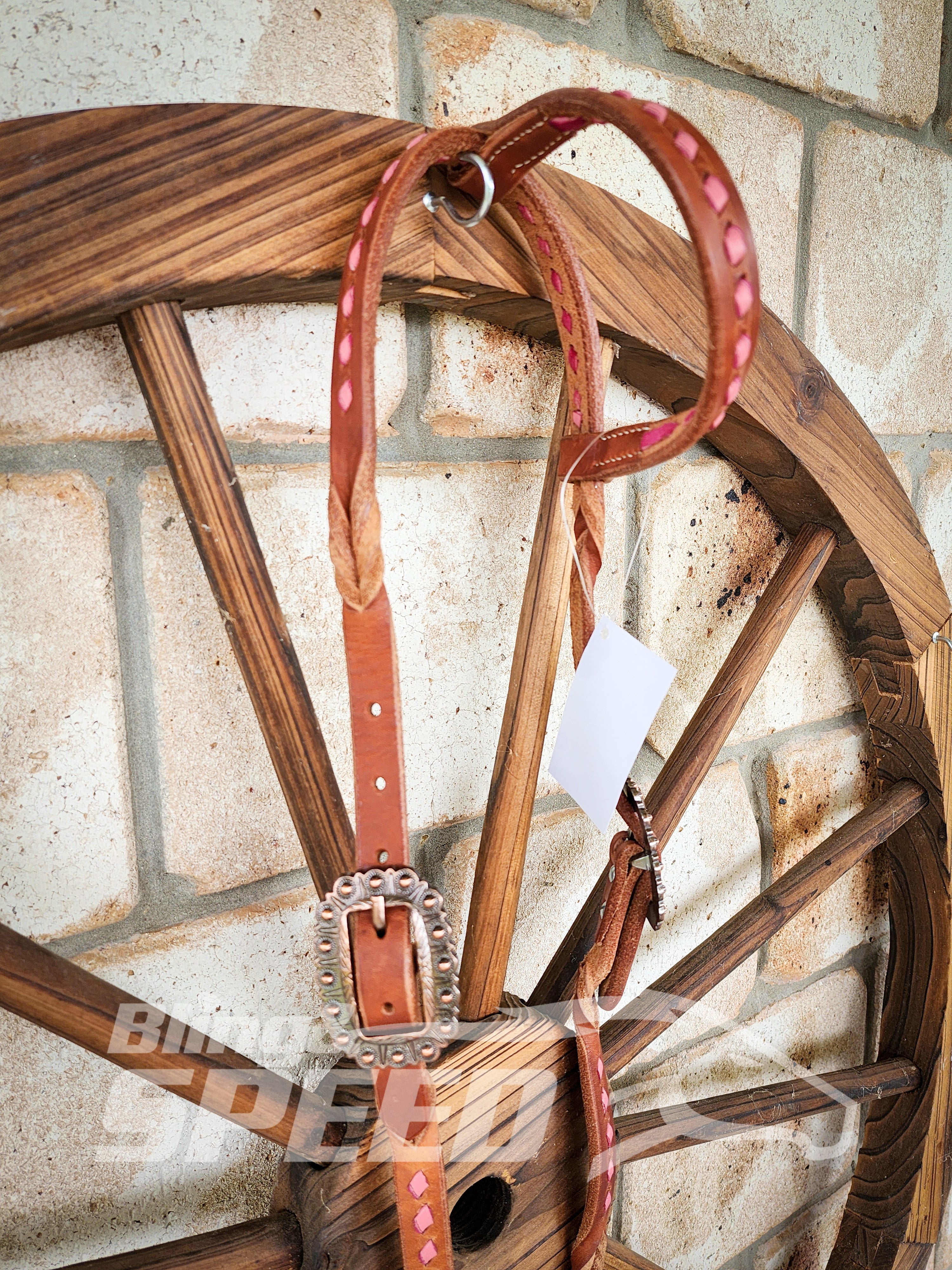 Bling and Speed Pink Buckstitched with Twisted Bloodknot One Ear Bridle (7981438730478)