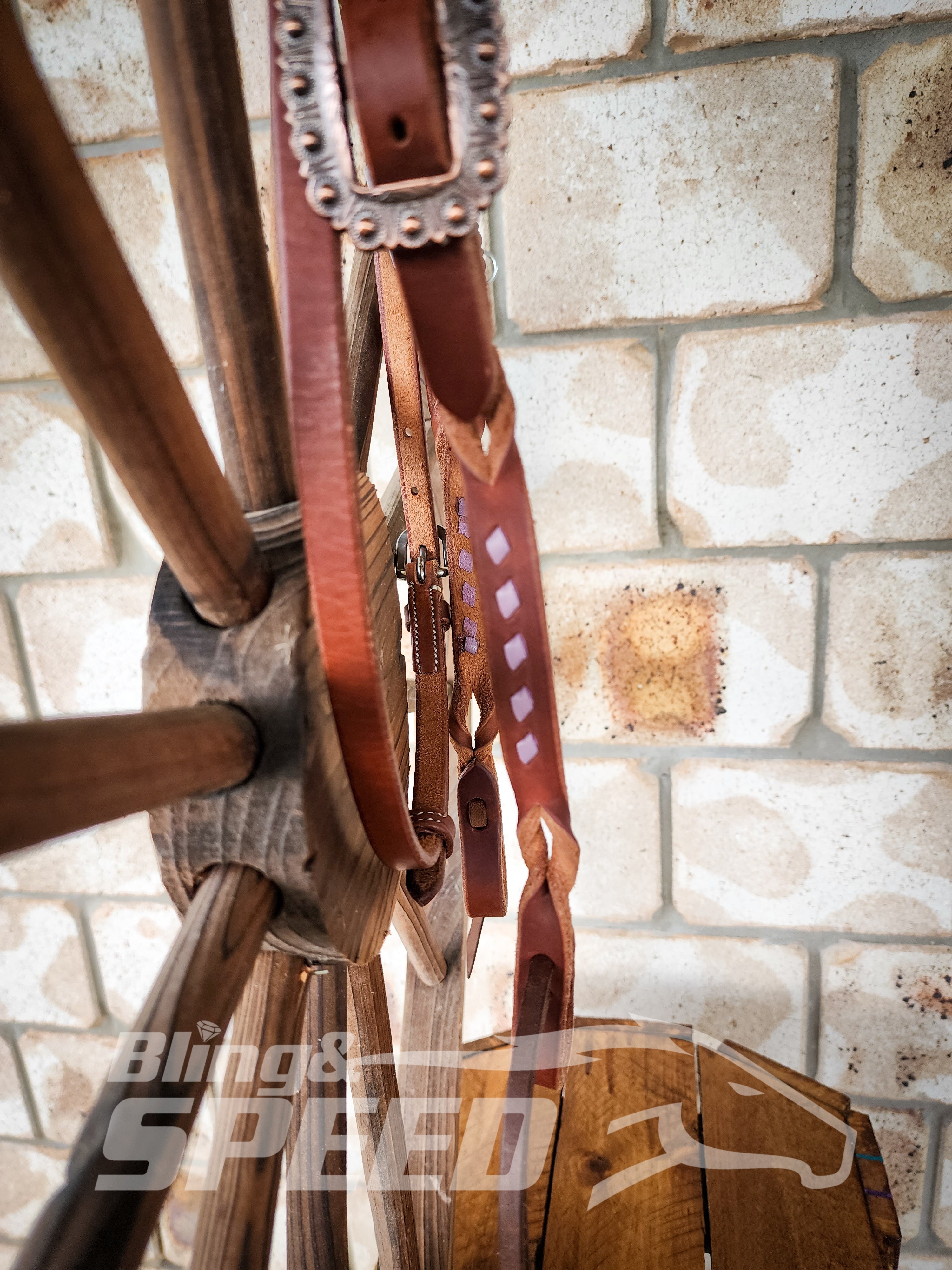 Bling and Speed Lavender Buckstitched with Twisted Bloodknot Bridle (7981440172270)