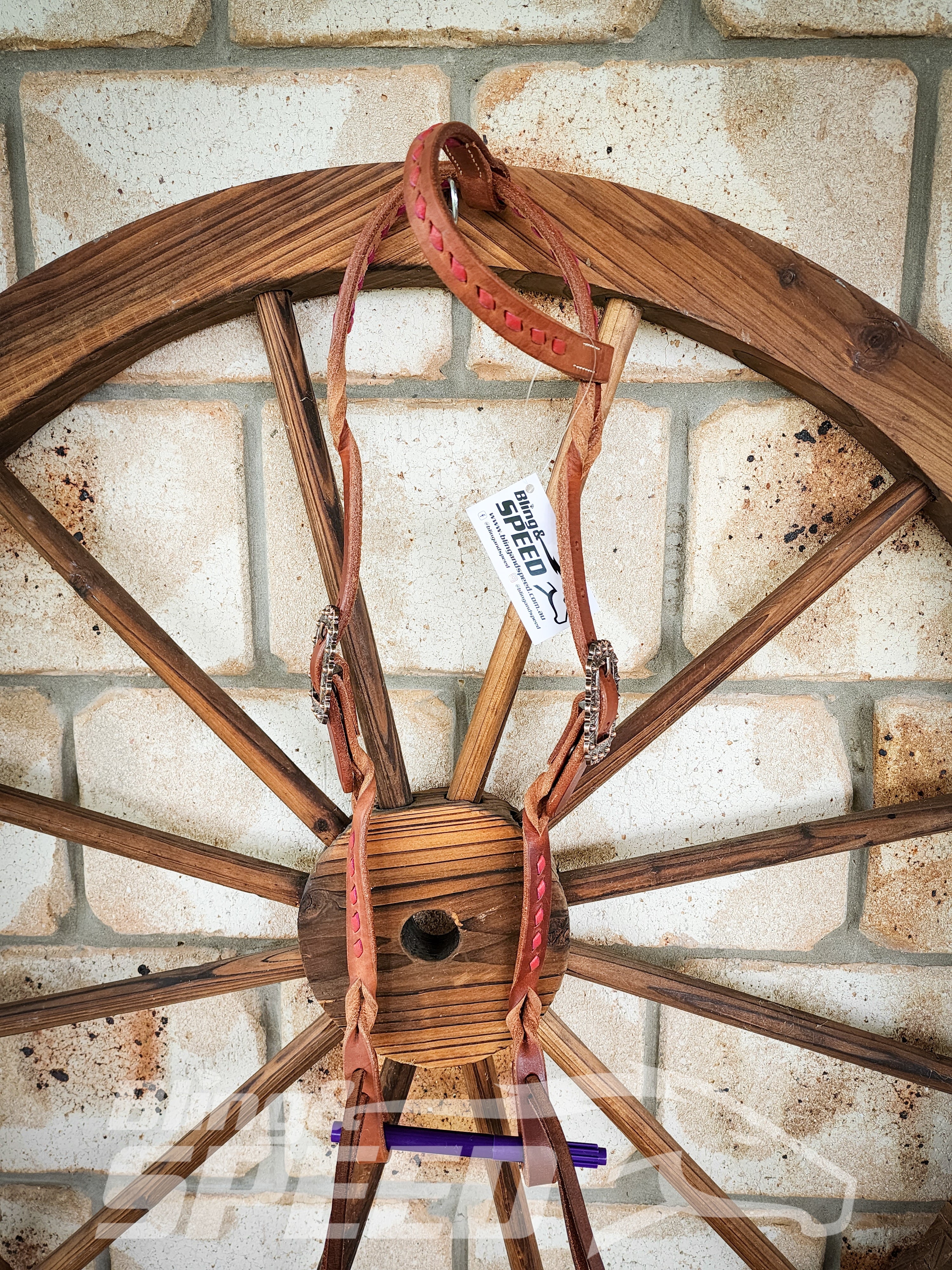 Bling and Speed Red Buckstitched with Twisted Bloodknot One Ear Bridle (7981438632174)