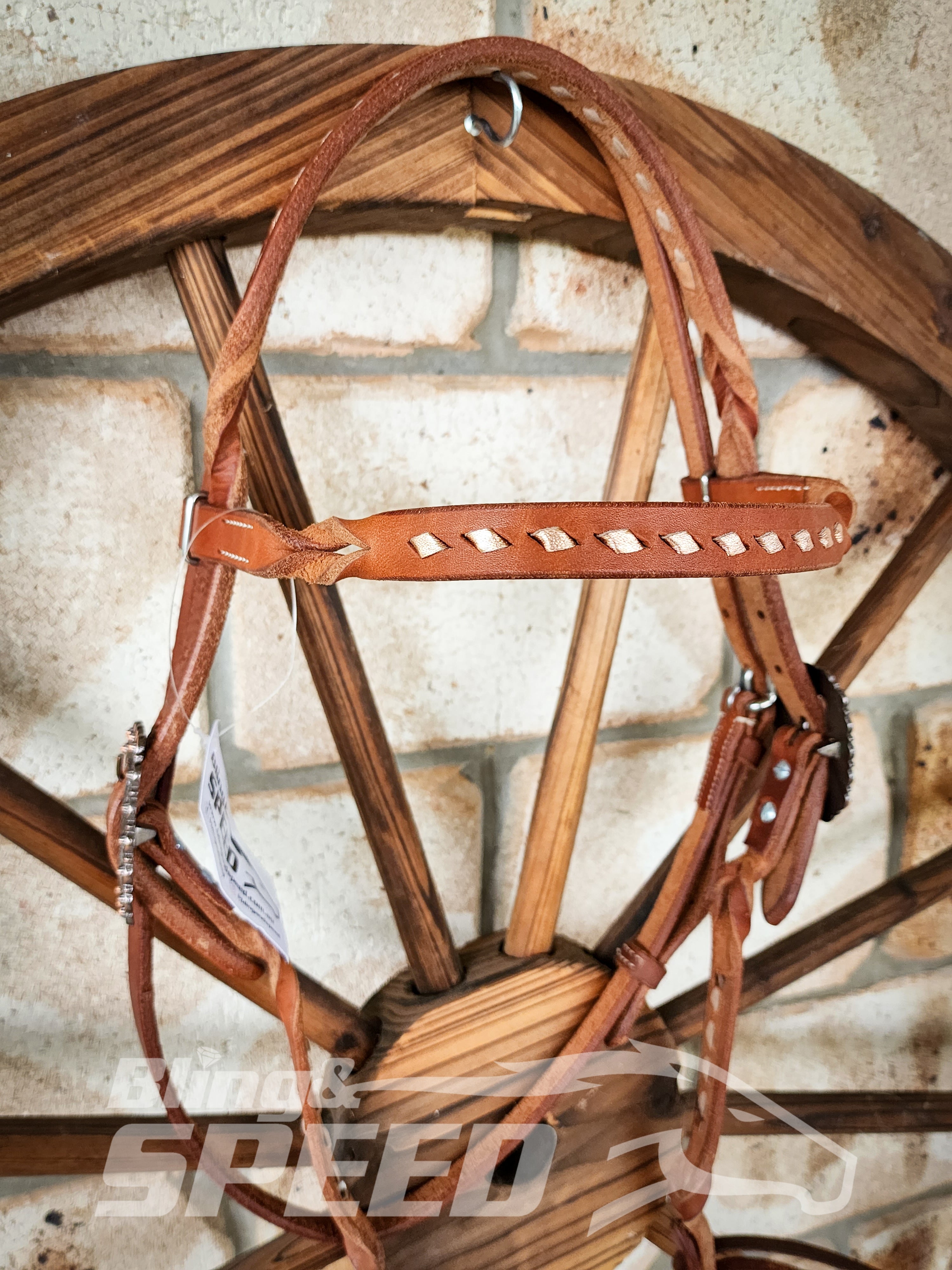 Bling and Speed Rose Gold Buckstitched with Twisted Bloodknot Bridle (7981440827630)