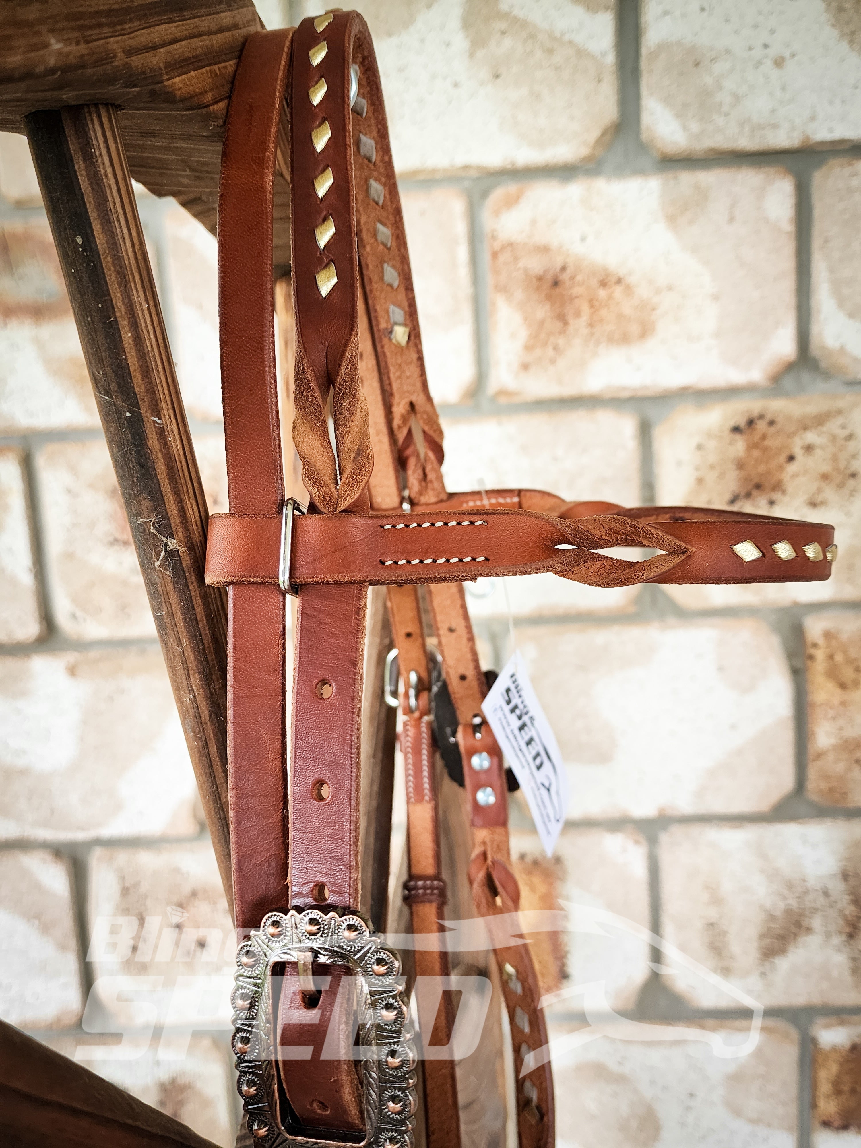 Bling and Speed Gold Buckstitched with Twisted Bloodknot Bridle (7981440532718)