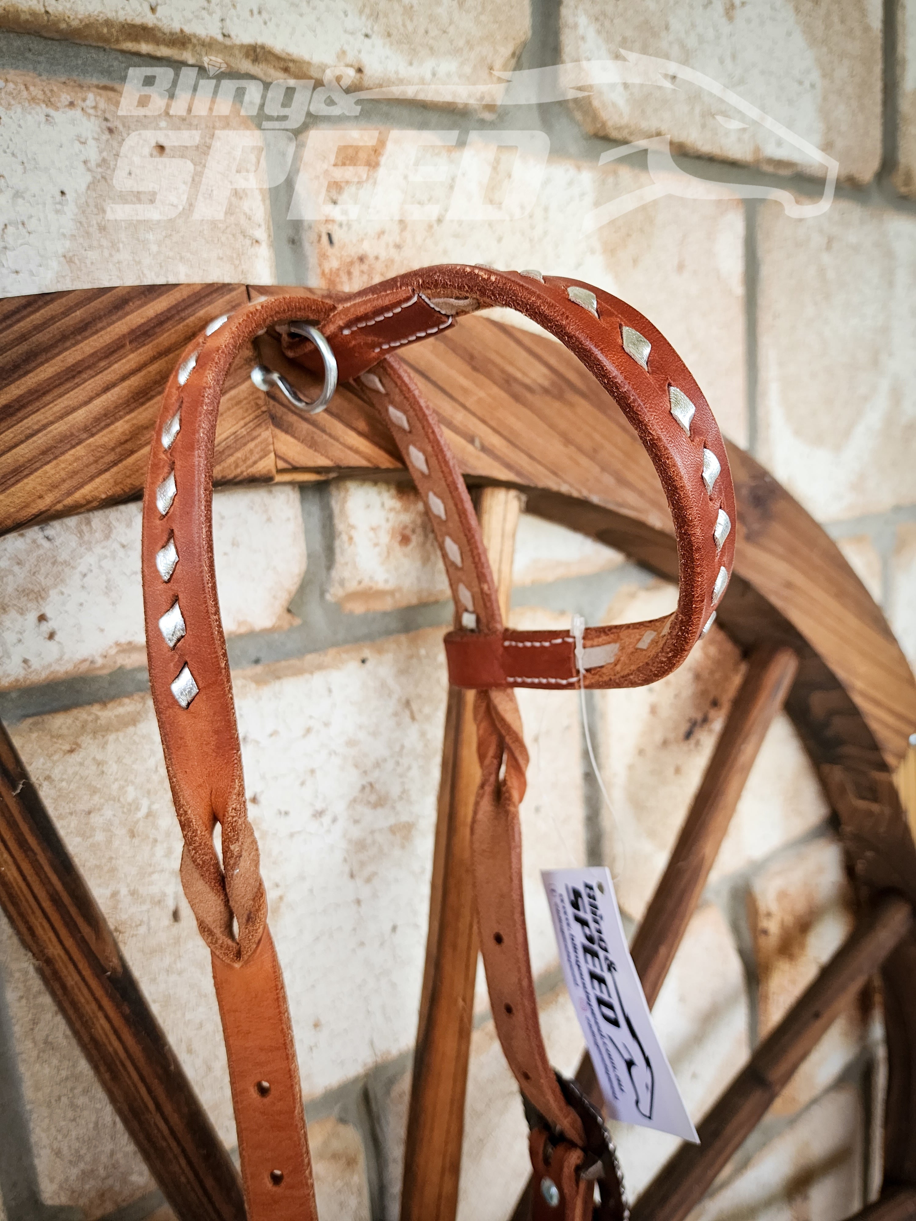 Bling and Speed Silver Buckstitched with Twisted Bloodknot One Ear Bridle (7981439221998)