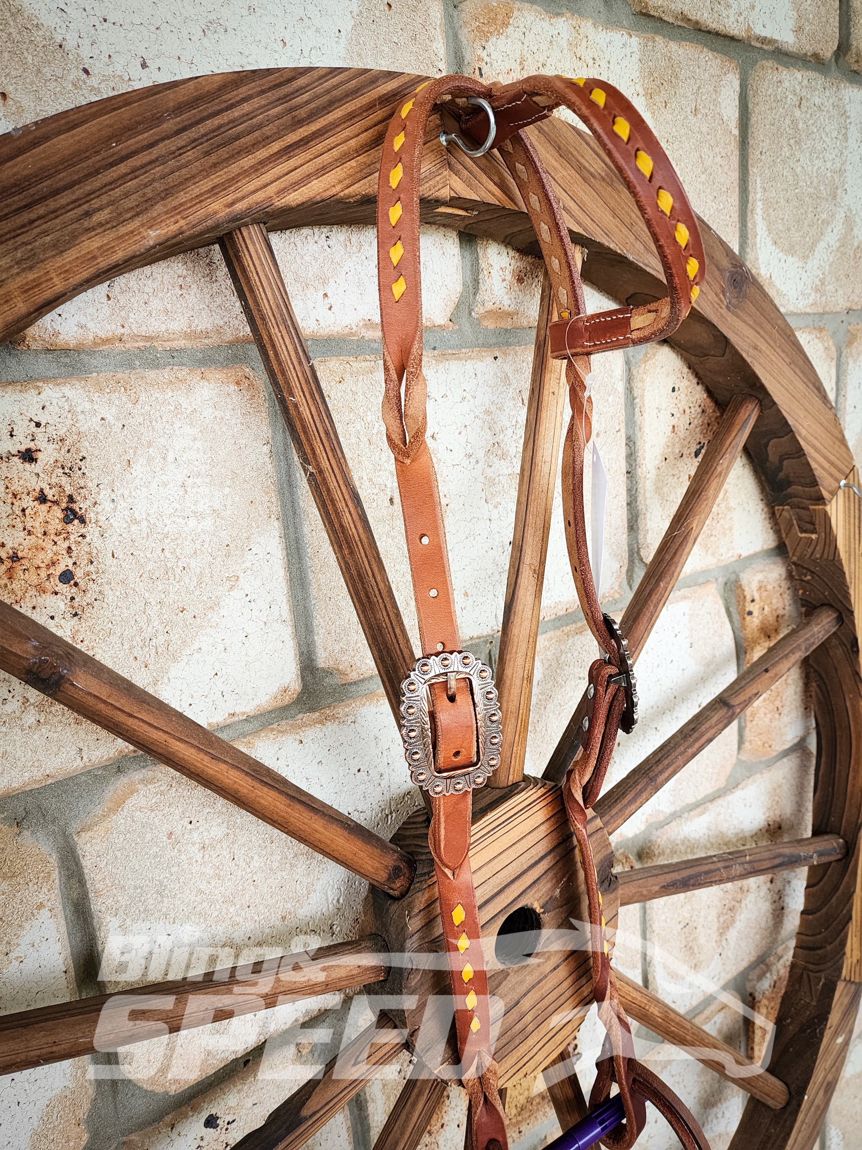 Bling and Speed Yellow Buckstitched with Twisted Bloodknot One Ear Bridle (7981439484142)