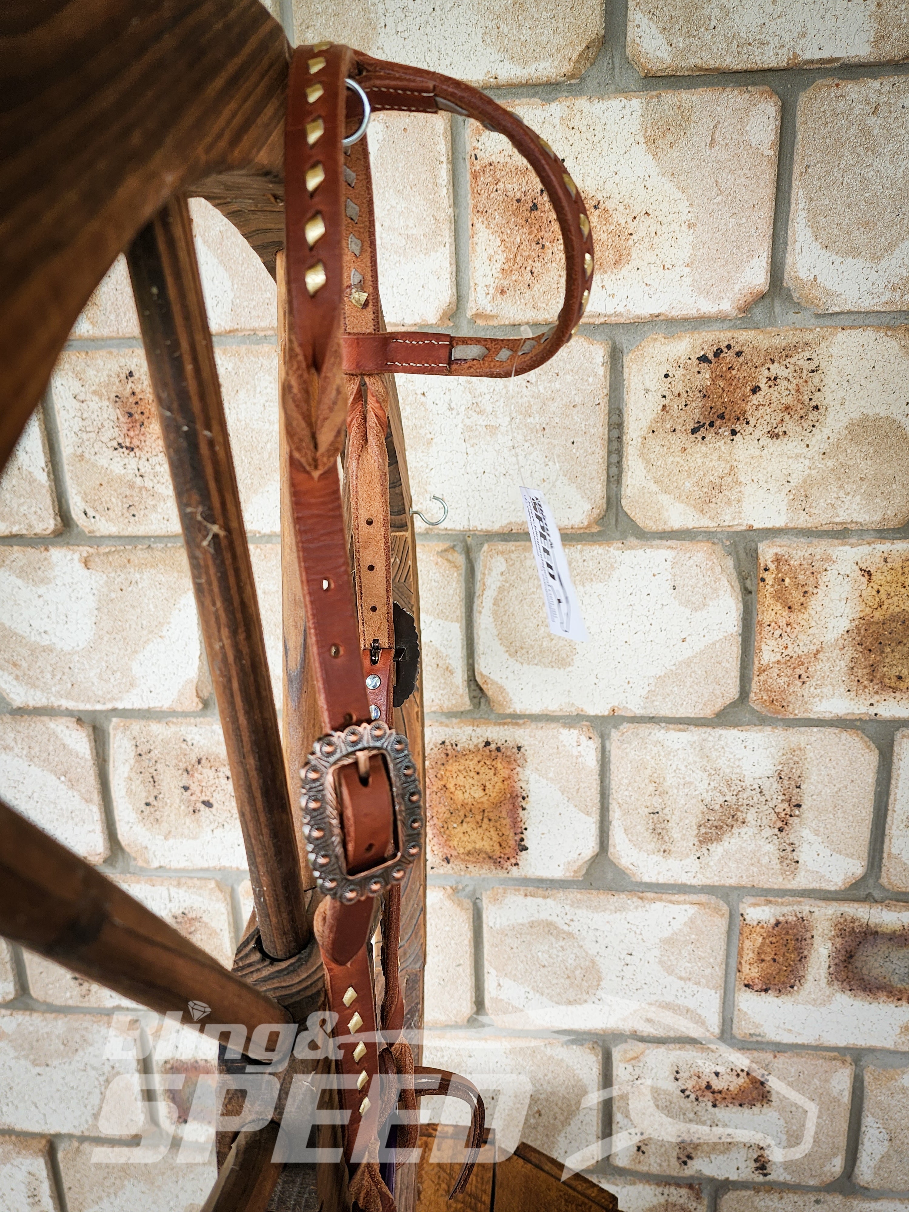 Bling and Speed Rose Gold Buckstitched with Twisted Bloodknot One Ear Bridle (7981439287534)