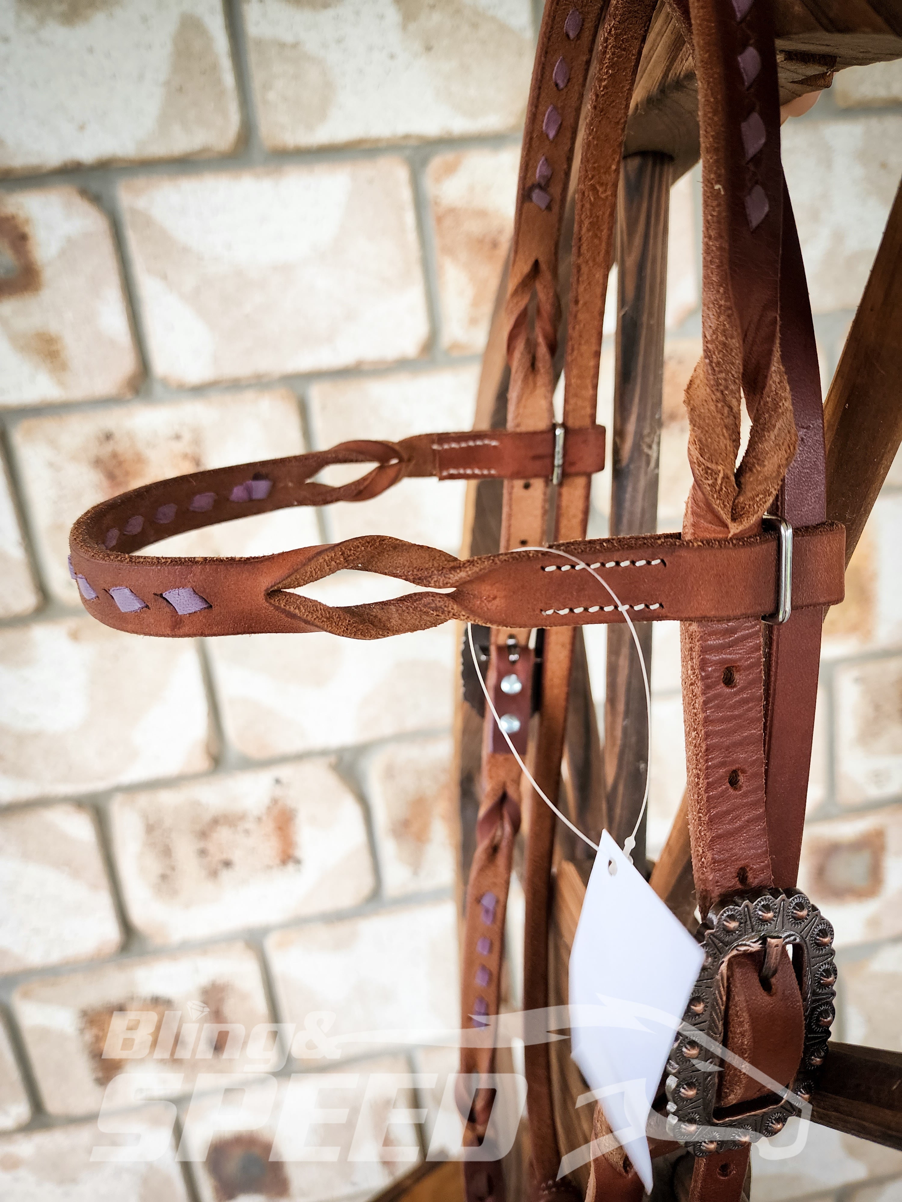 Bling and Speed Lavender Buckstitched with Twisted Bloodknot Bridle (7981440172270)