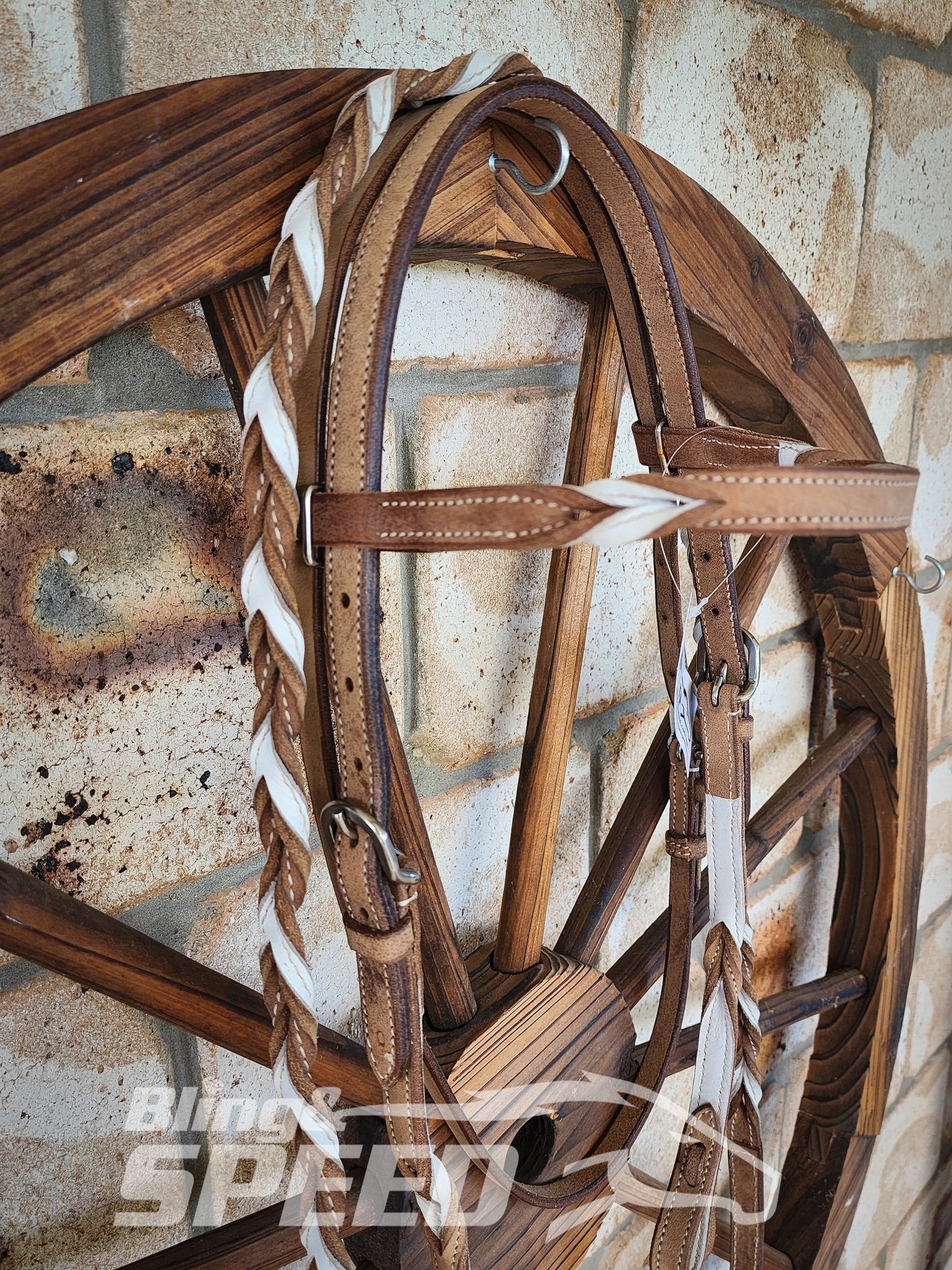 Bling & Speed White Twisted Bloodknot Bridle with matching Barrel Reins (7987696697582)