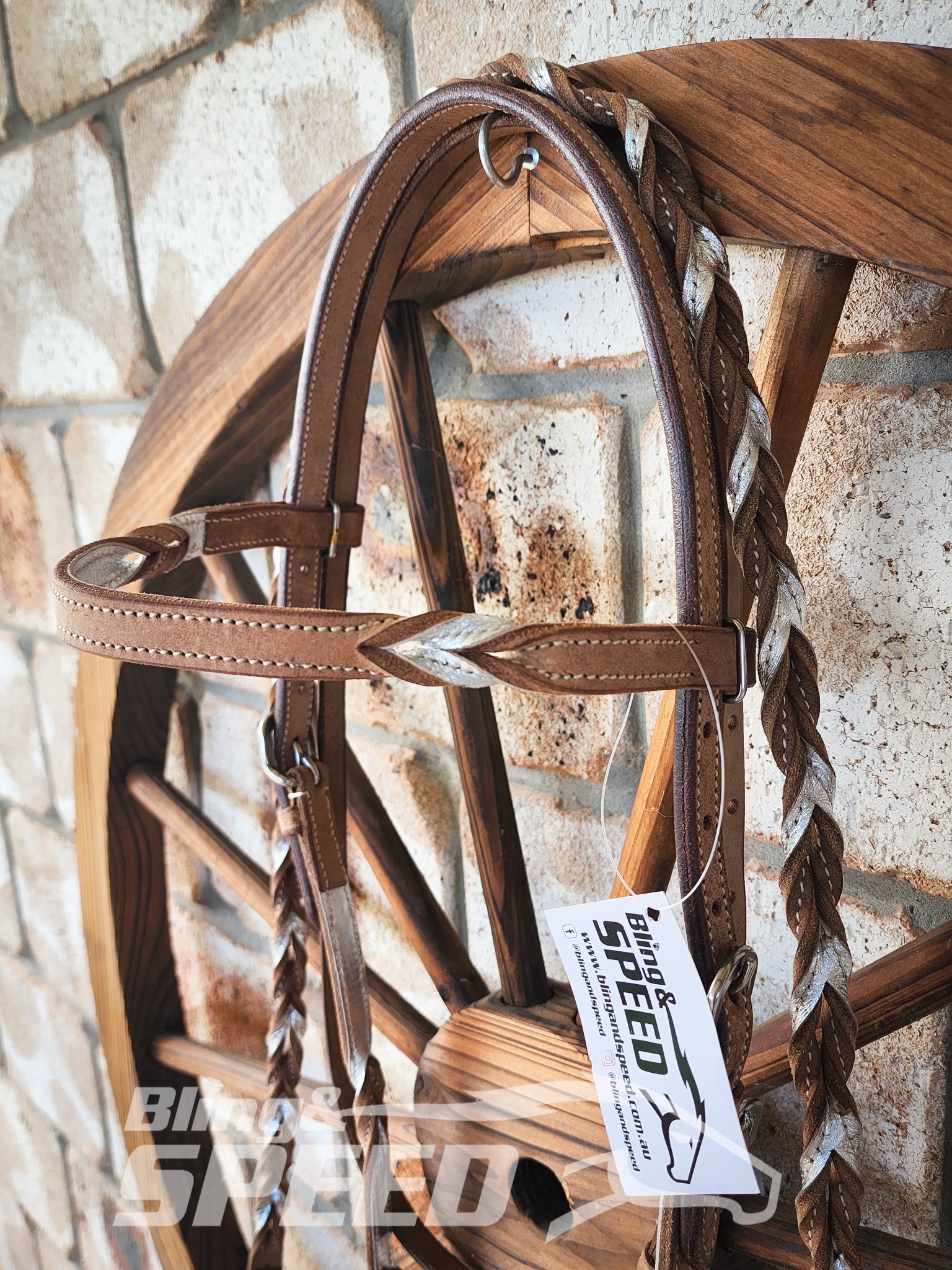 Bling & Speed Silver Twisted Bloodknot Bridle with matching Barrel Reins (7987702366446)