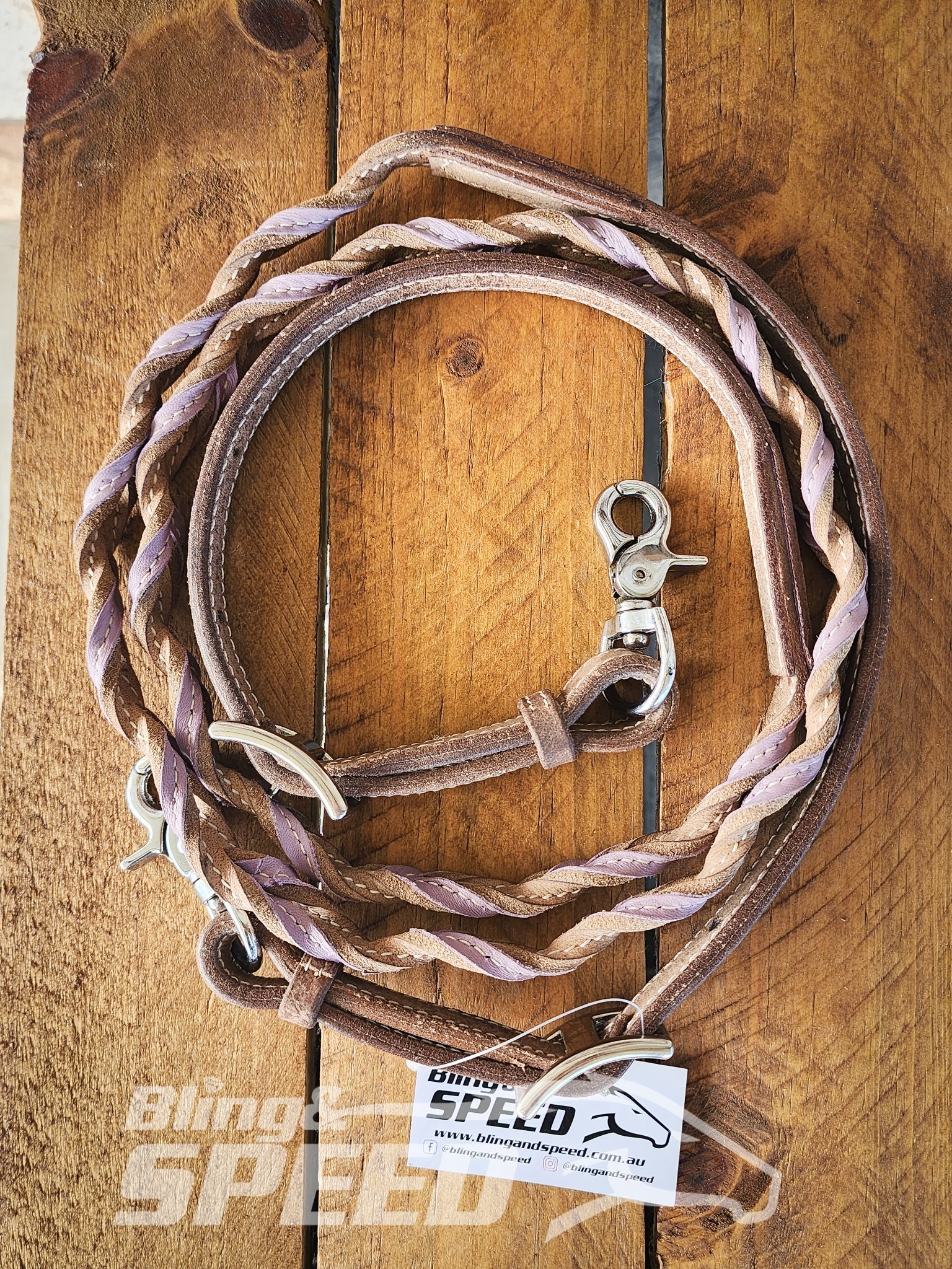 Bling & Speed Purple Twisted Bloodknot Bridle with matching Barrel Reins (7987701481710)