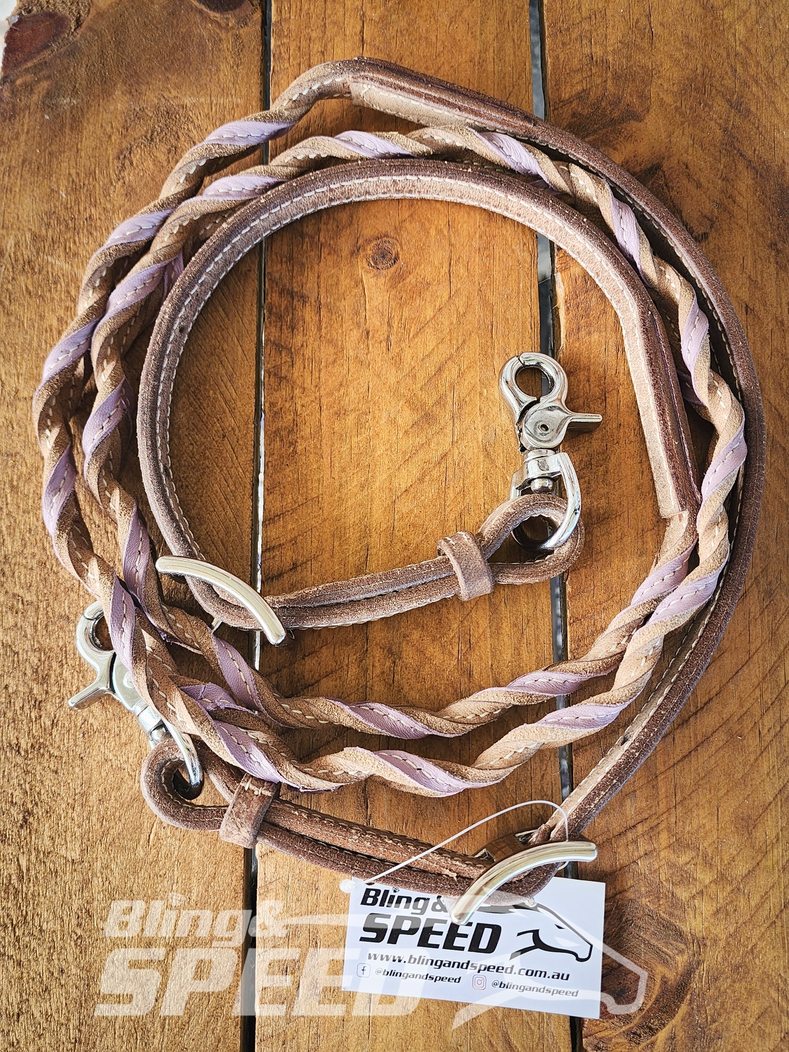 Bling & Speed Purple Twisted Bloodknot Bridle with matching Barrel Reins (7987701481710)