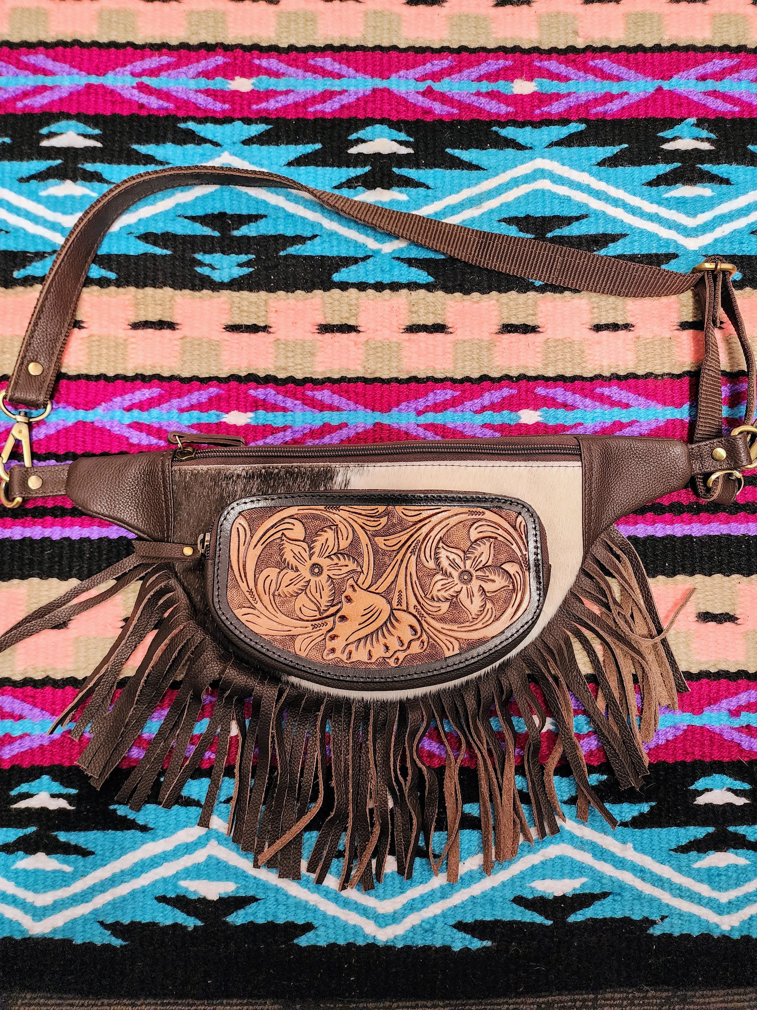 Festival Cowhide Bum Bag with Fringe