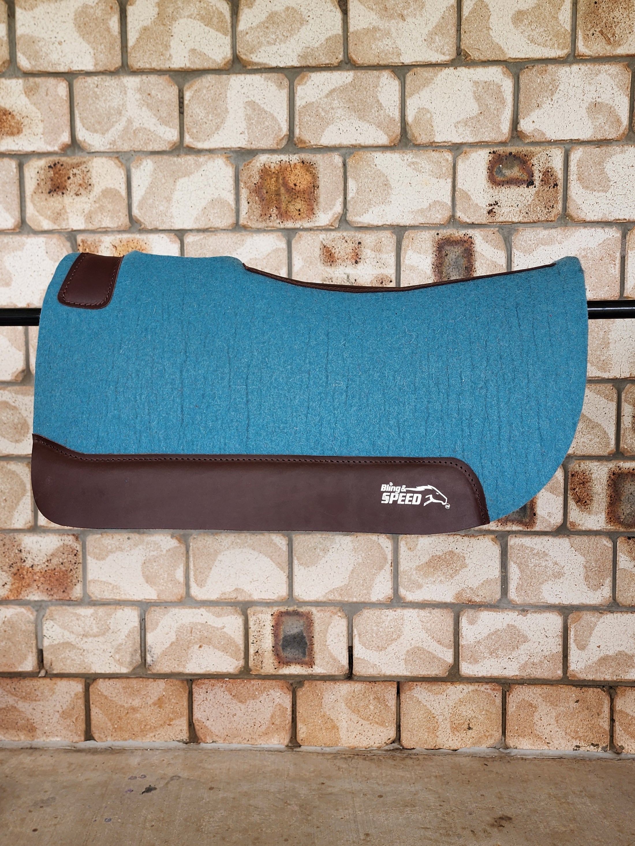 Round Skirt Merino Wool Barrel and Fender Saddle Pad - Turquoise