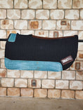 Load image into Gallery viewer, Round Skirt Merino Wool Barrel and Fender Saddle Pad - Black with Turquoise Croc
