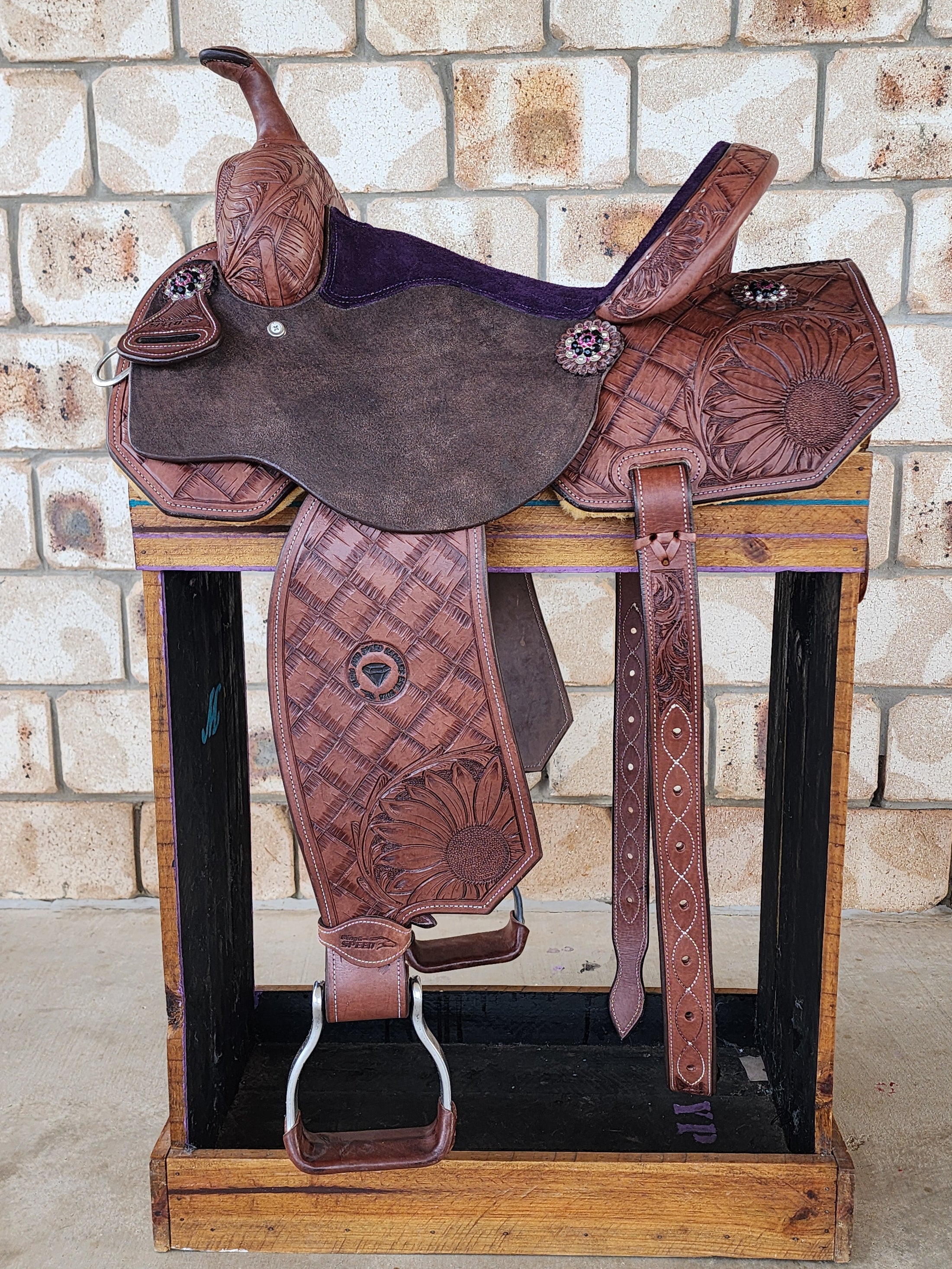 Leather Barrel Racing Saddle 13" - Sunny Days