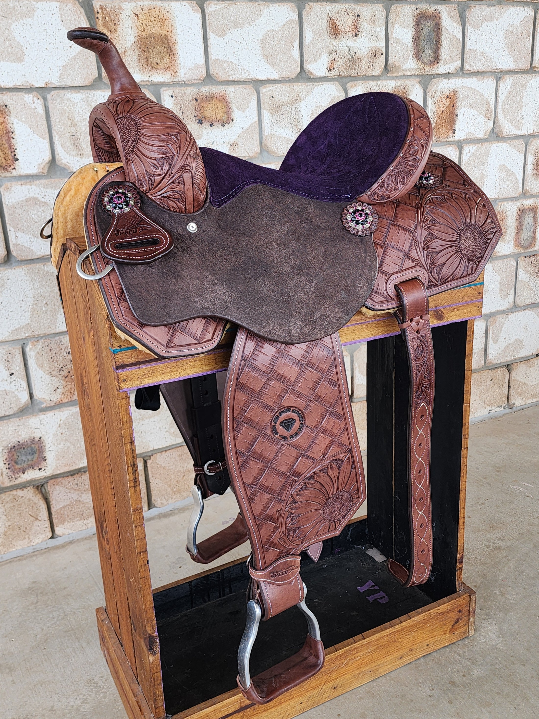 Leather Barrel Racing Saddle 13" - Sunny Days