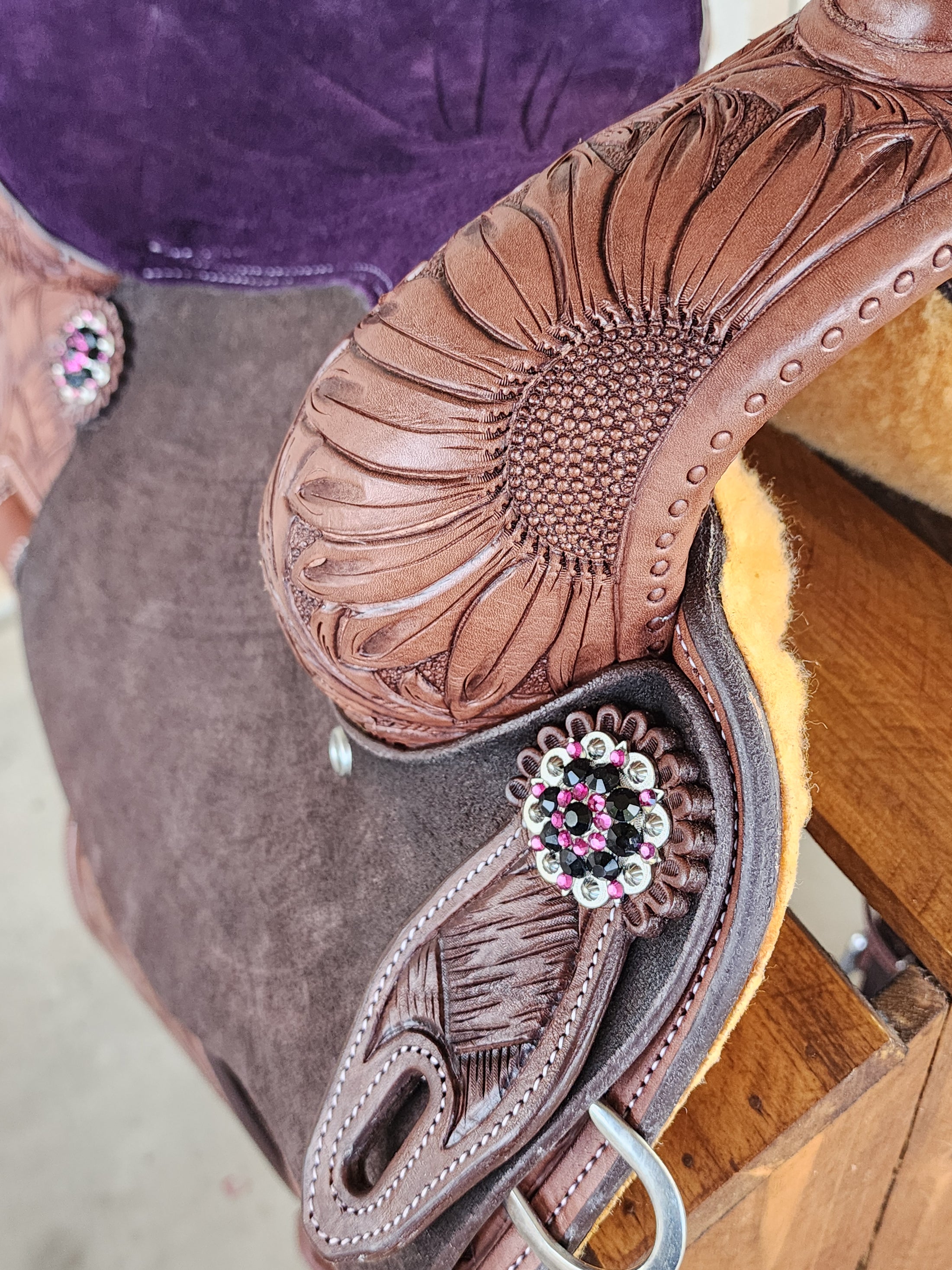 Leather Barrel Racing Saddle 13" - Sunny Days