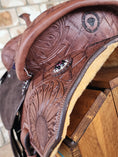 Load image into Gallery viewer, Leather Barrel Racing Saddle 13" - Sunny Days
