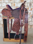 Load image into Gallery viewer, Leather Barrel Racing Saddle 13" - Sunny Days
