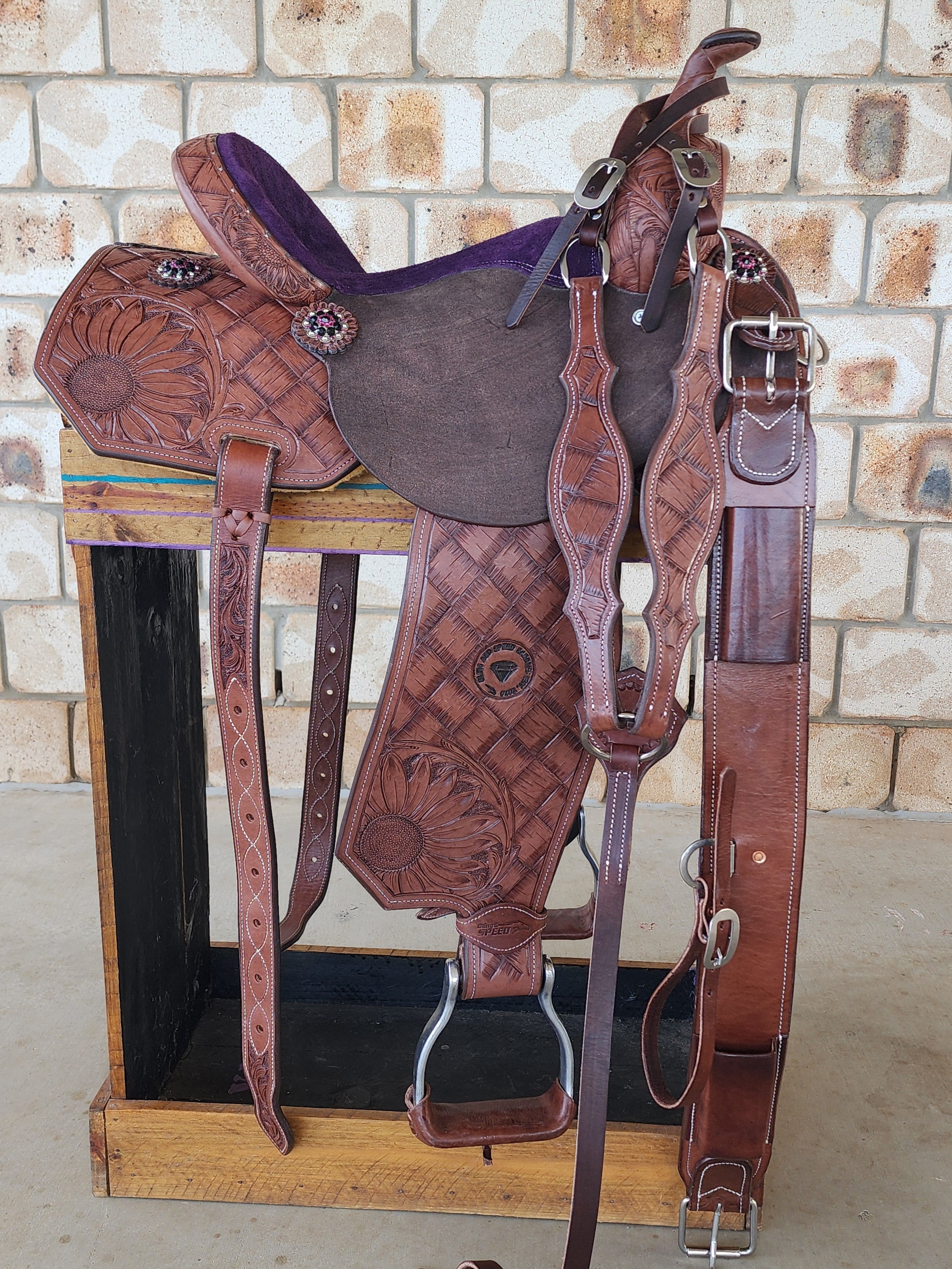 Leather Barrel Racing Saddle 13" - Sunny Days