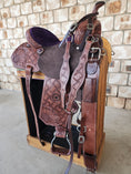 Load image into Gallery viewer, Leather Barrel Racing Saddle 13" - Sunny Days
