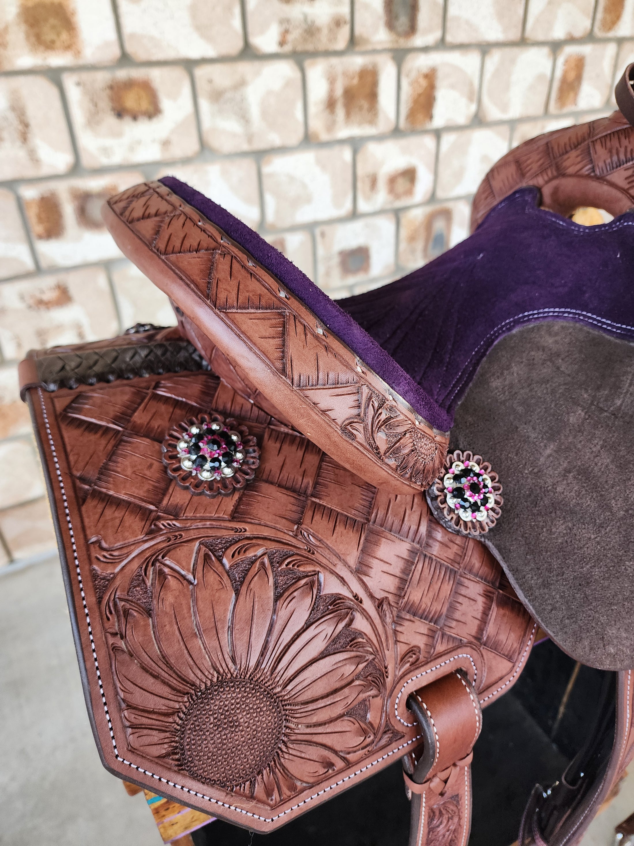 Leather Barrel Racing Saddle 13" - Sunny Days