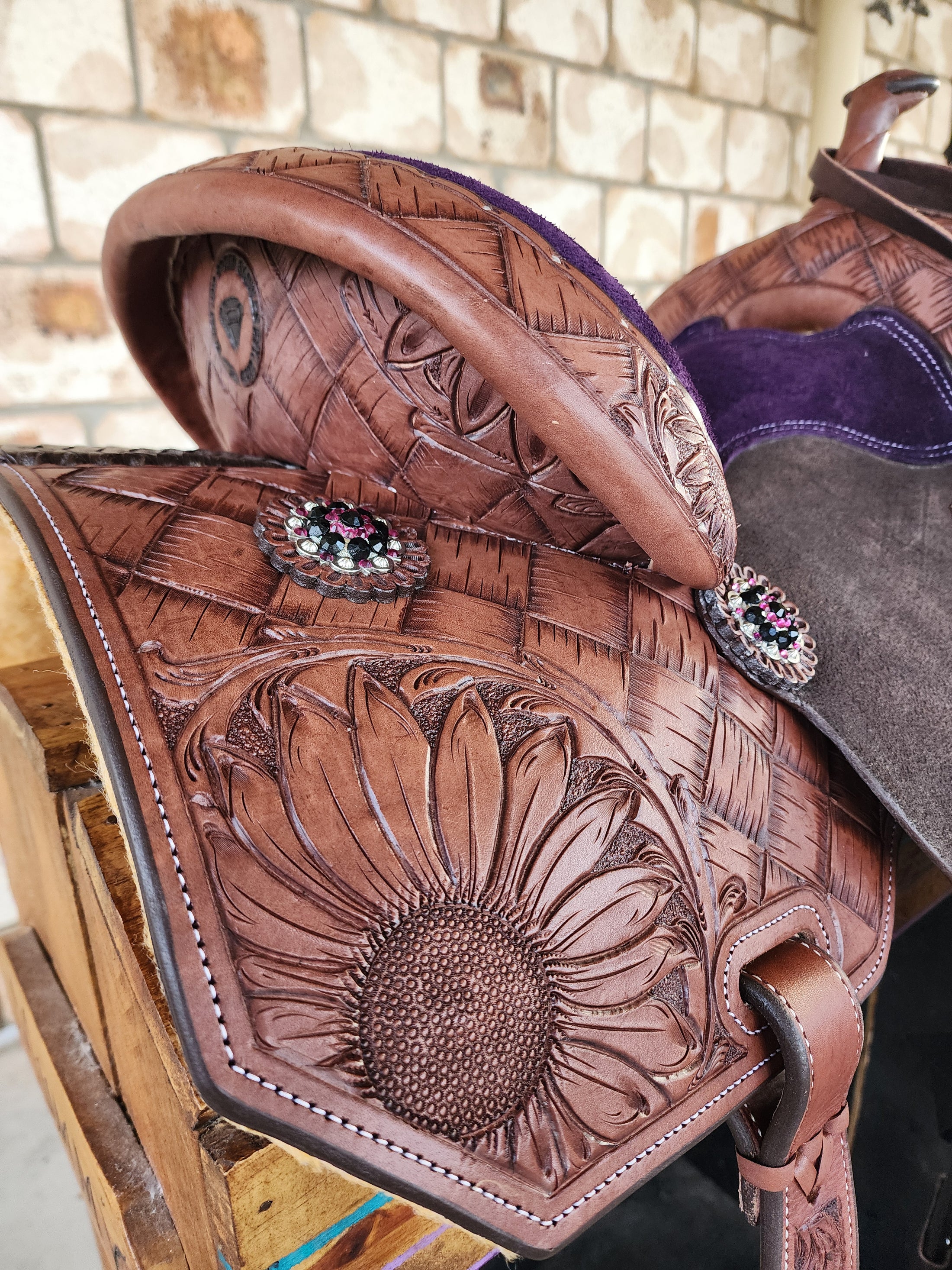 Leather Barrel Racing Saddle 13" - Sunny Days