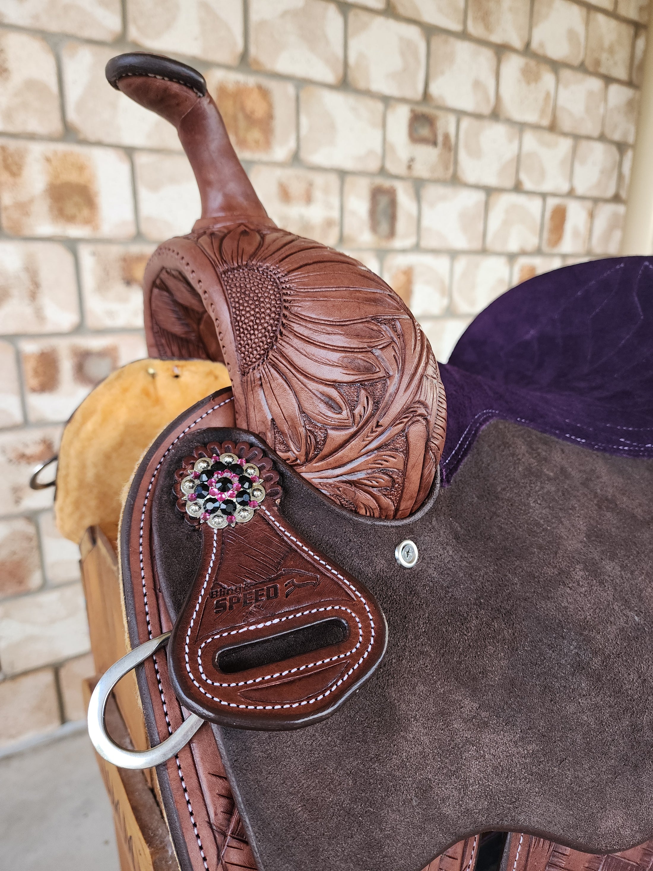 Leather Barrel Racing Saddle 13" - Sunny Days