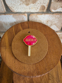 Suck It - Pink - Enamel Hat Pin