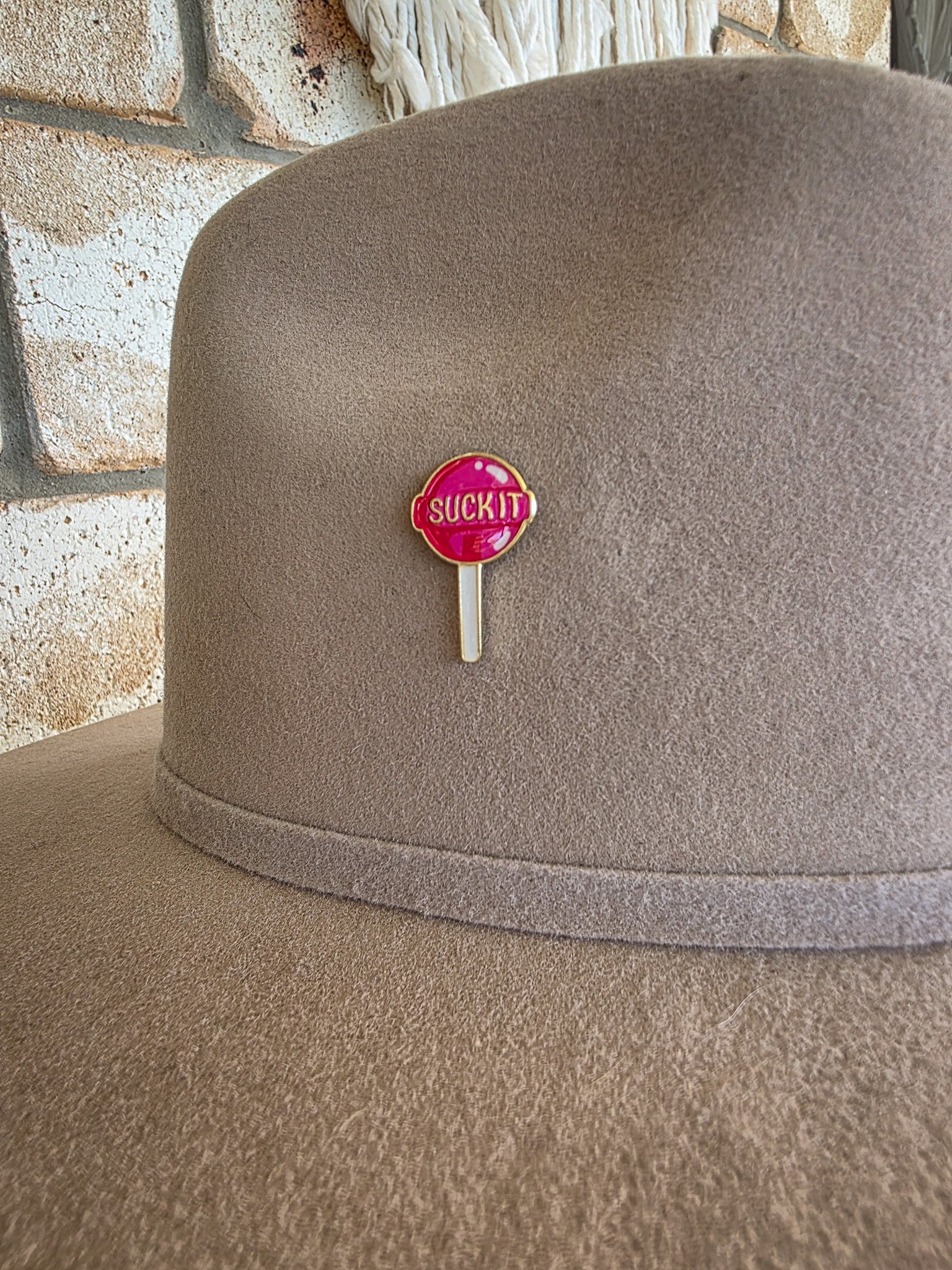 Suck It - Pink - Enamel Hat Pin