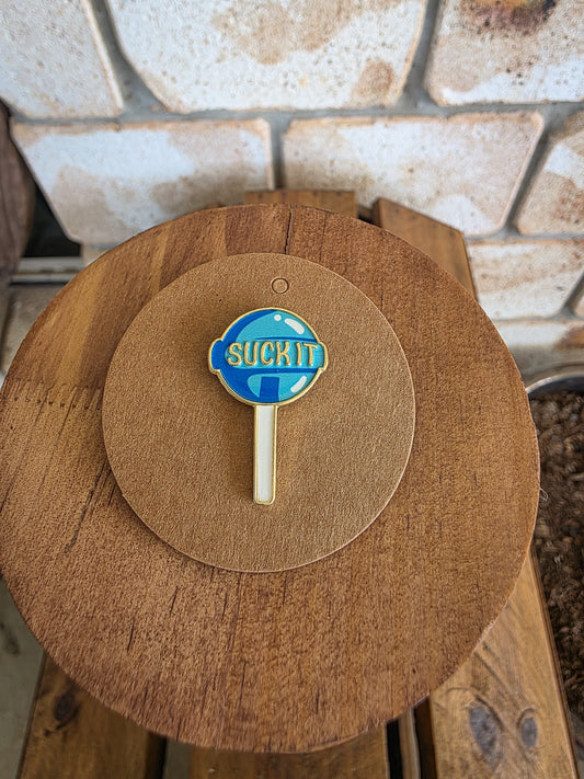 Suck It - Blue - Enamel Hat Pin