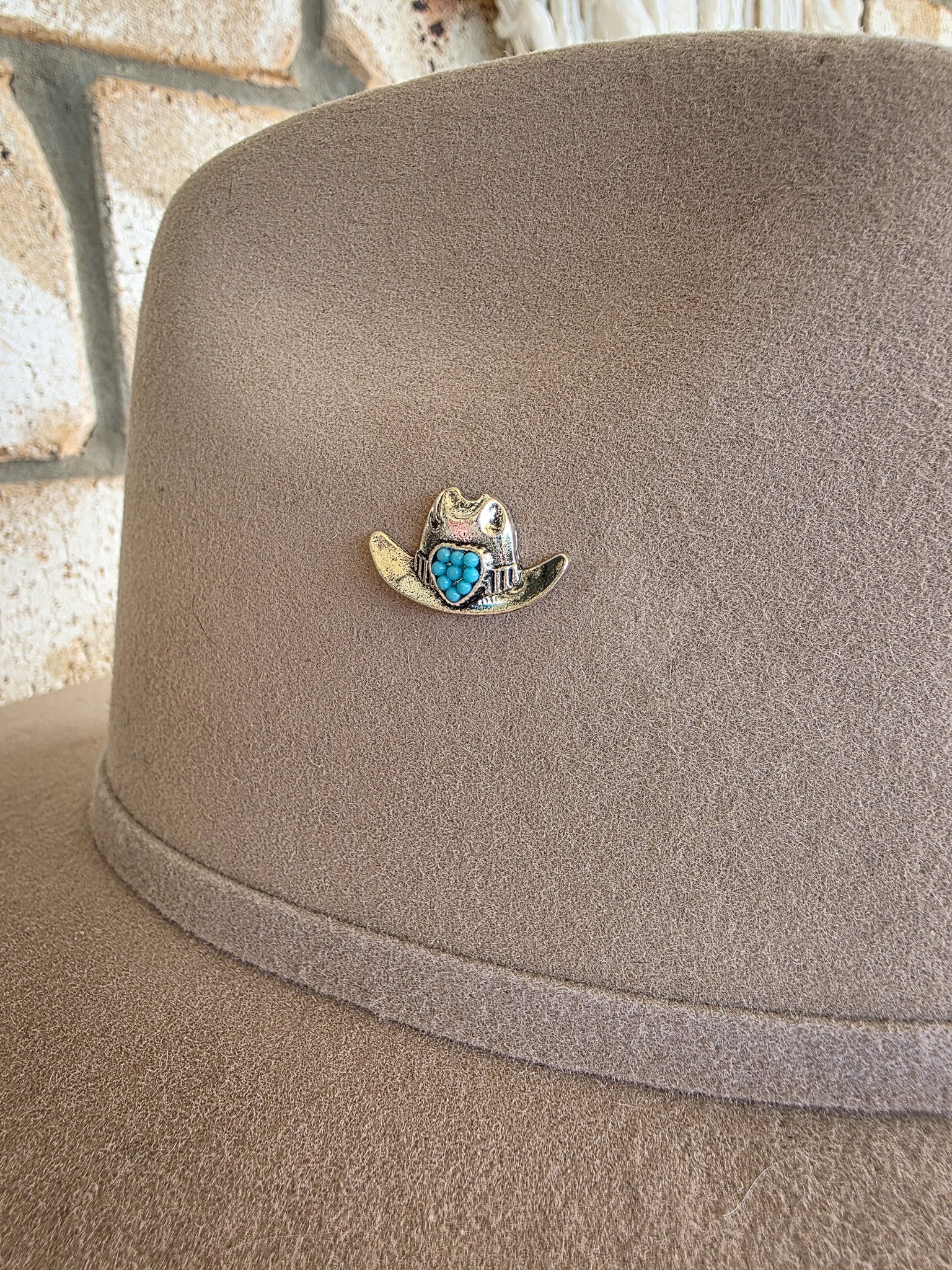 Turquoise Bloom & Cowgirl Heart - Enamel Hat Pin