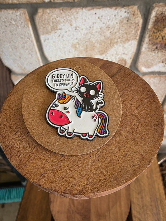 Giddy Up! There's chaos to spread! - Enamel Hat Pin