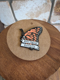 Anti-Social Butterfly - Enamel Hat Pin