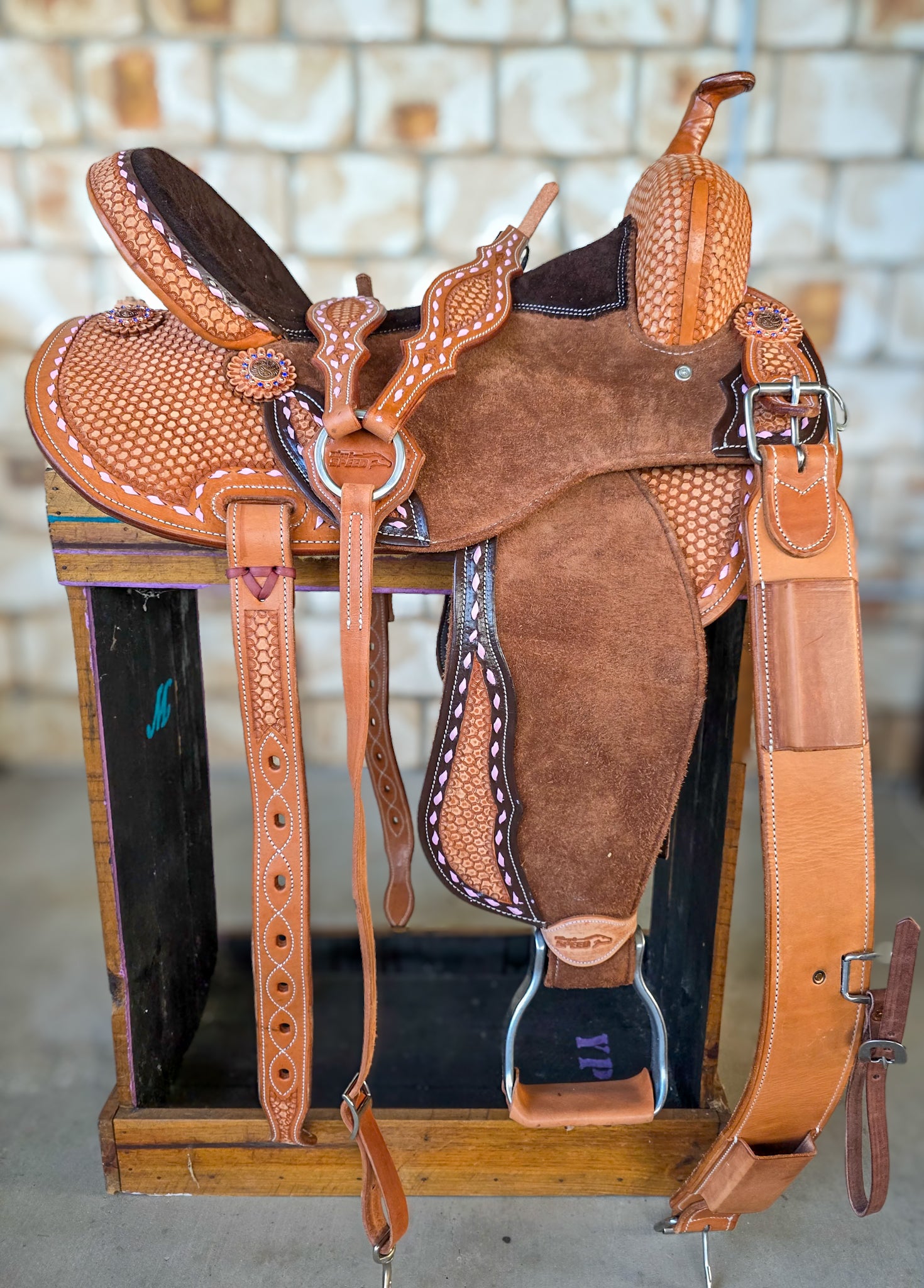 Neoprene Leather Mix Barrel Racing Saddle - NLBS2