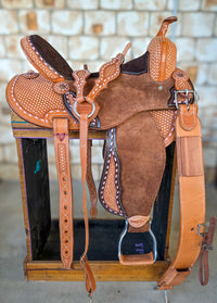 Neoprene Leather Mix Barrel Racing Saddle - NLBS2