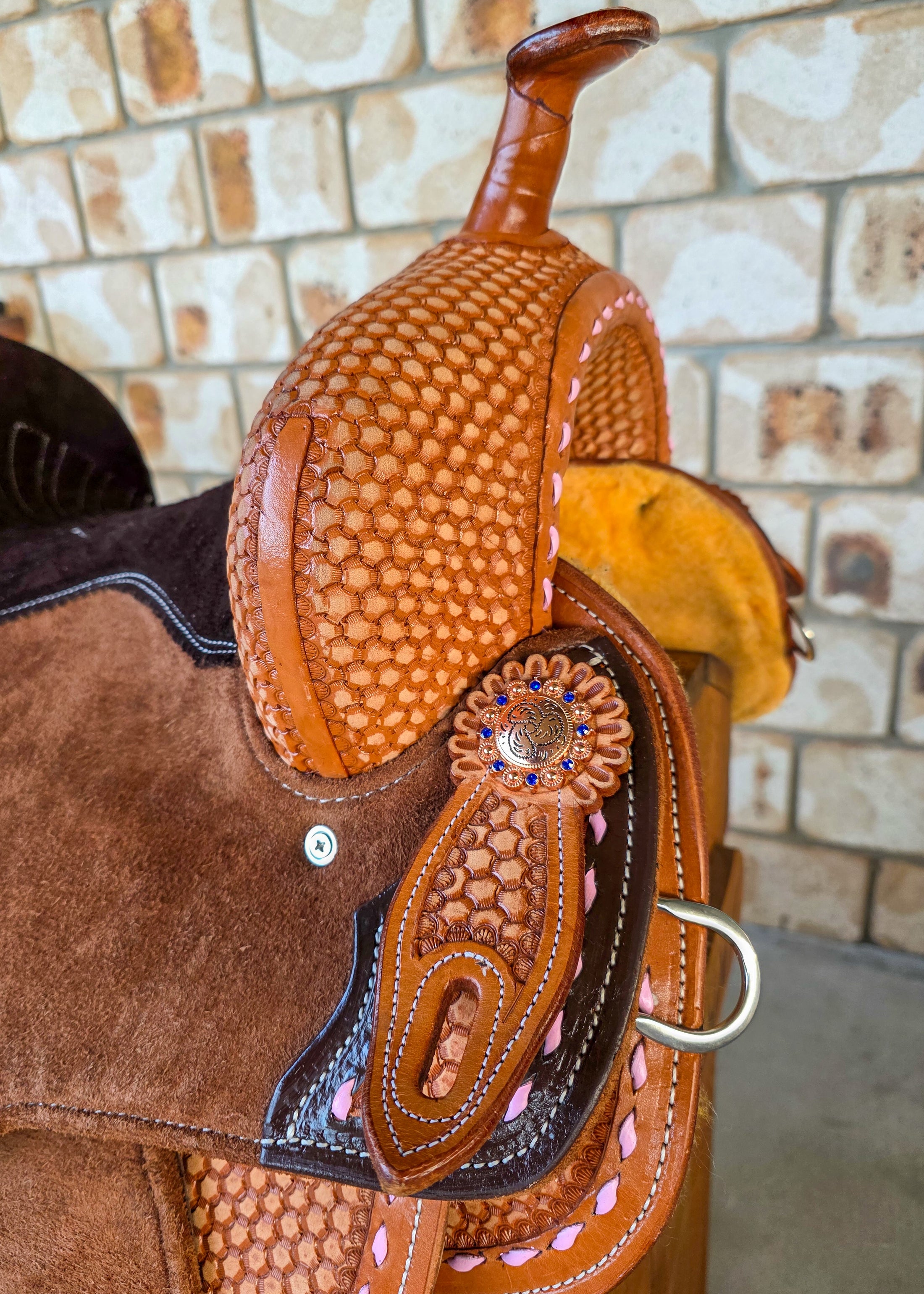 Neoprene Leather Mix Barrel Racing Saddle - NLBS2