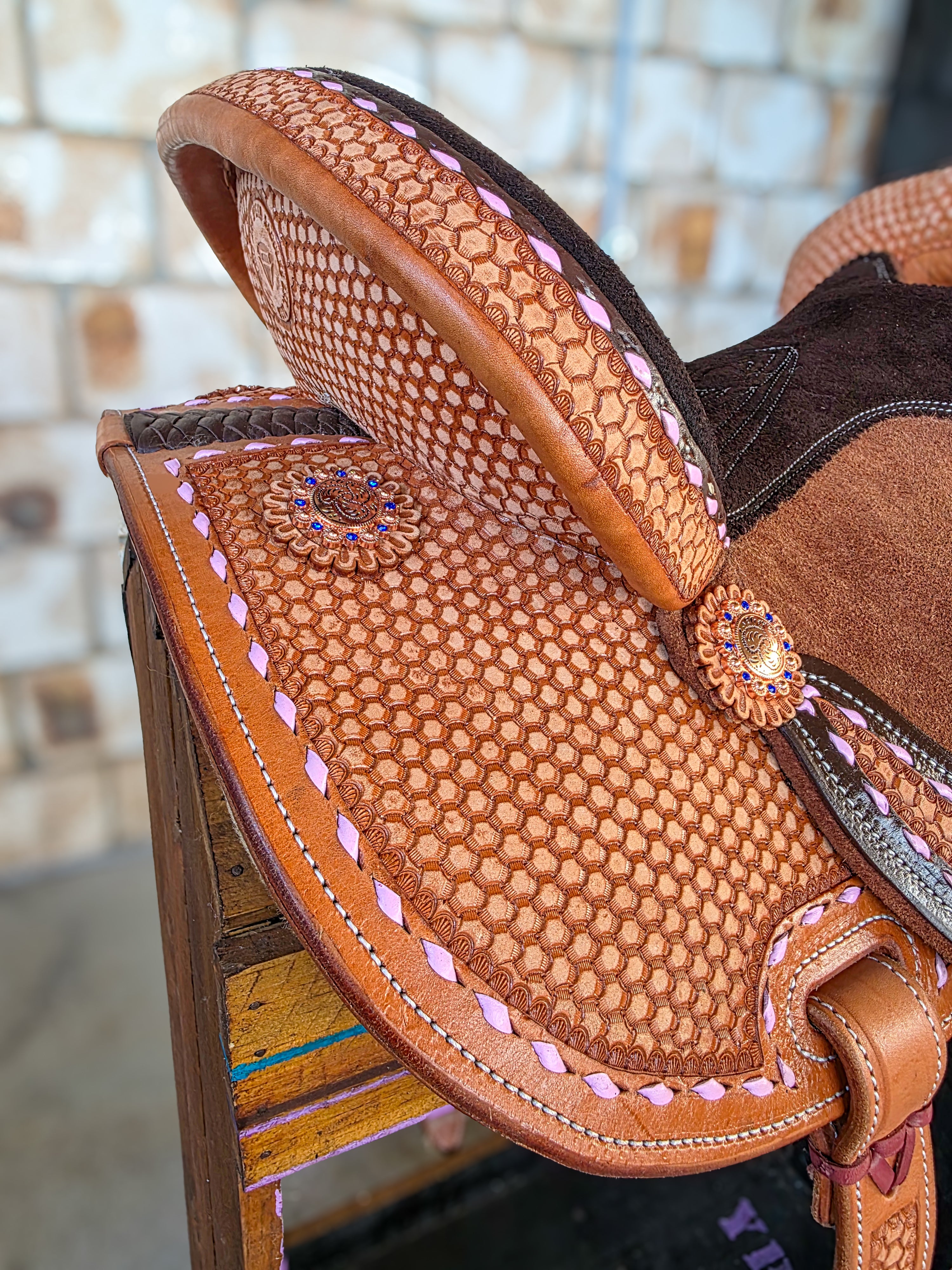 Neoprene Leather Mix Barrel Racing Saddle - NLBS2