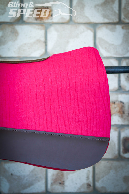 Fuchsia Full Wither Relief - Round Skirt Merino Wool Barrel and Fender Saddle Pad