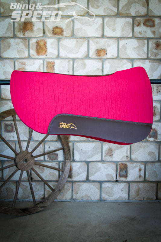 Fuchsia Full Wither Relief - Round Skirt Merino Wool Barrel and Fender Saddle Pad