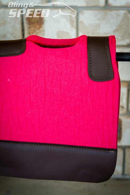 Standard Wither Relief - The Barrel Racer Merino Wool Felt Saddle Pad - Fuchsia