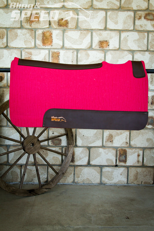 Standard Wither Relief - The Barrel Racer Merino Wool Felt Saddle Pad - Fuchsia