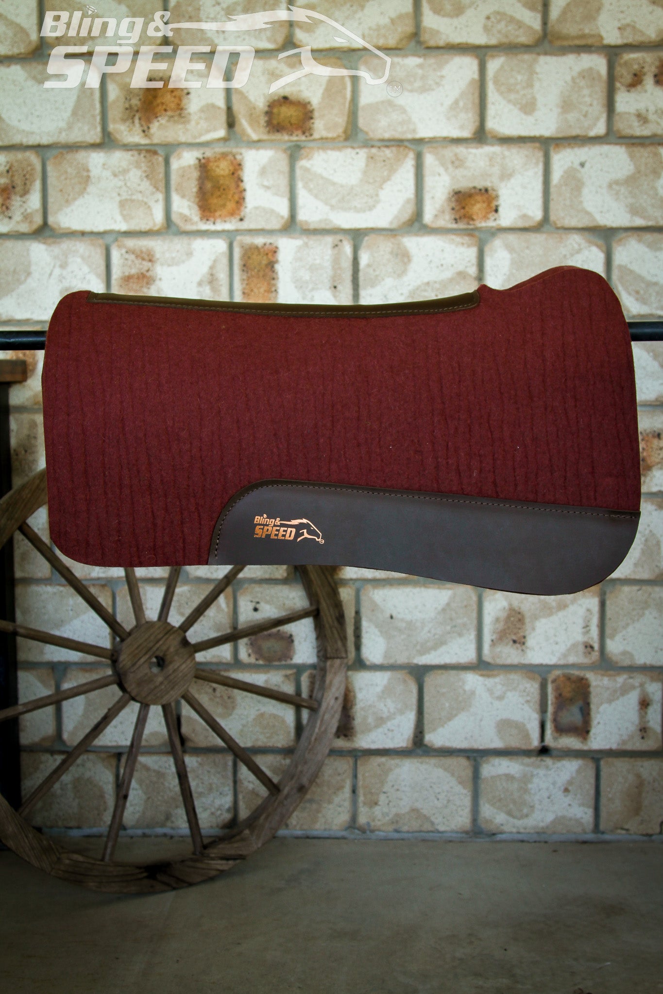 Full Wither Relief Merino Wool Felt Saddle Pad - Burgundy
