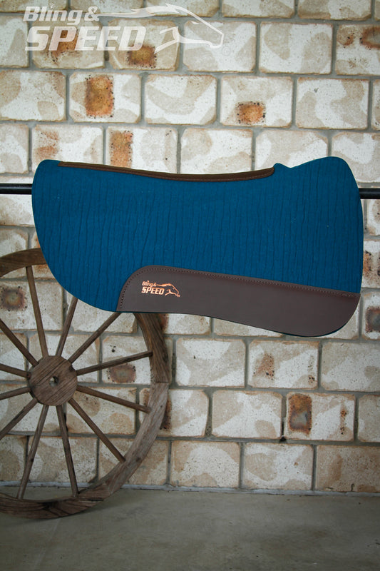 Peacock Full Wither Relief - Round Skirt Merino Wool Barrel and Fender Saddle Pad