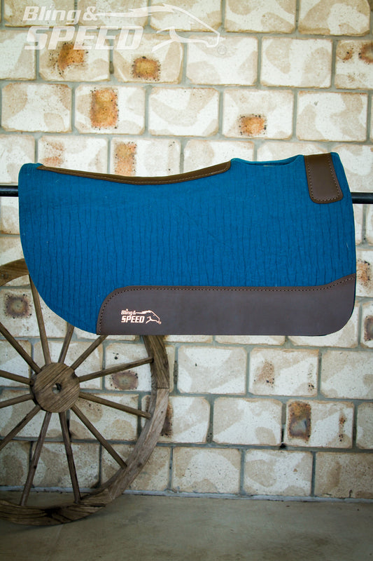 Standard Wither Relief - Round Skirt Merino Wool Barrel and Fender Saddle Pad - Peacock
