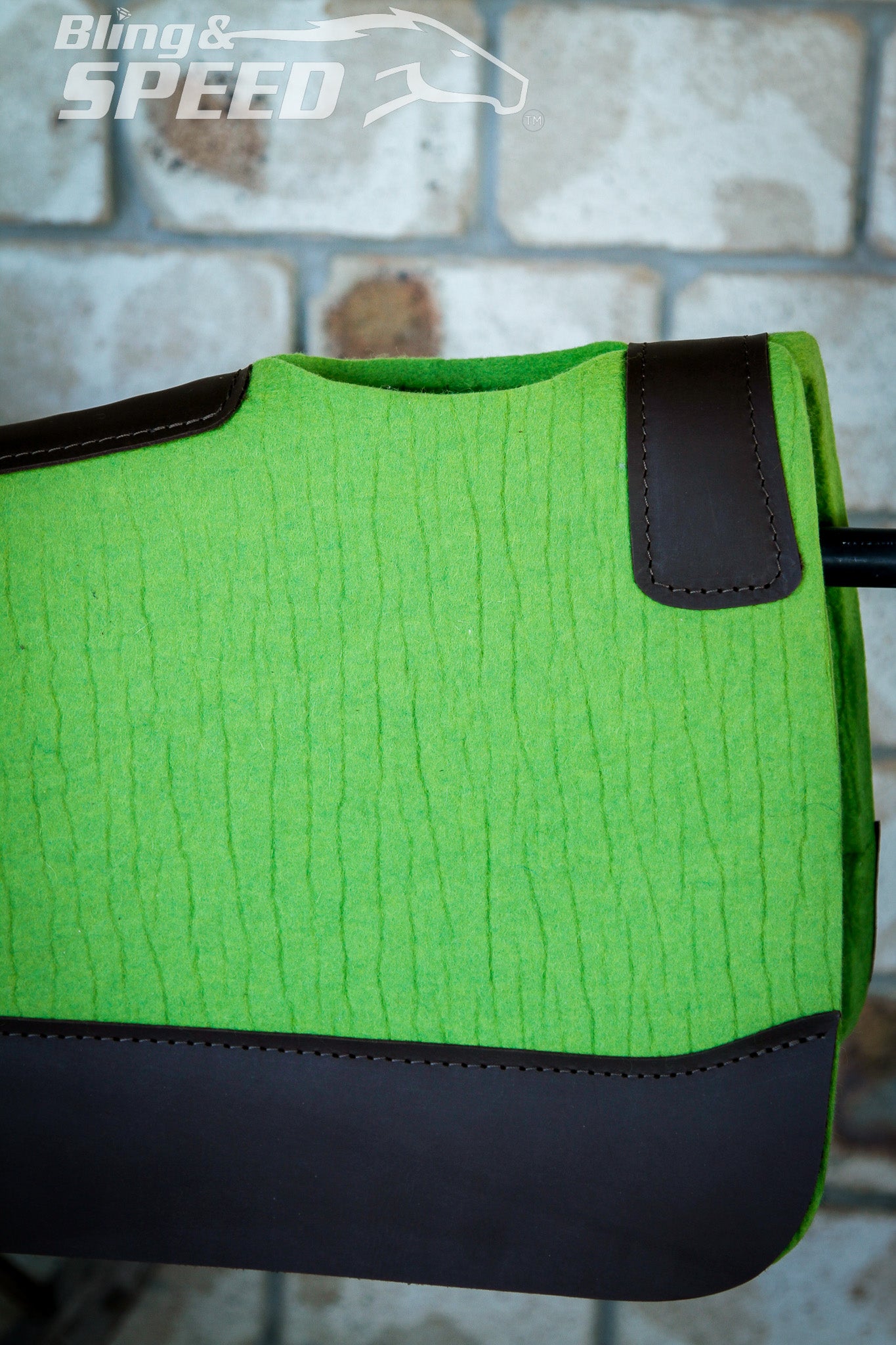 Standard Wither Relief - Round Skirt Merino Wool Barrel and Fender Saddle Pad - Lime Green