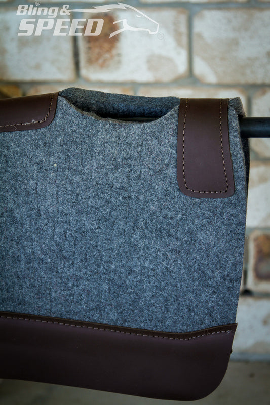 Standard Wither Relief - Round Skirt Merino Wool Barrel and Fender Saddle Pad - Charcoal