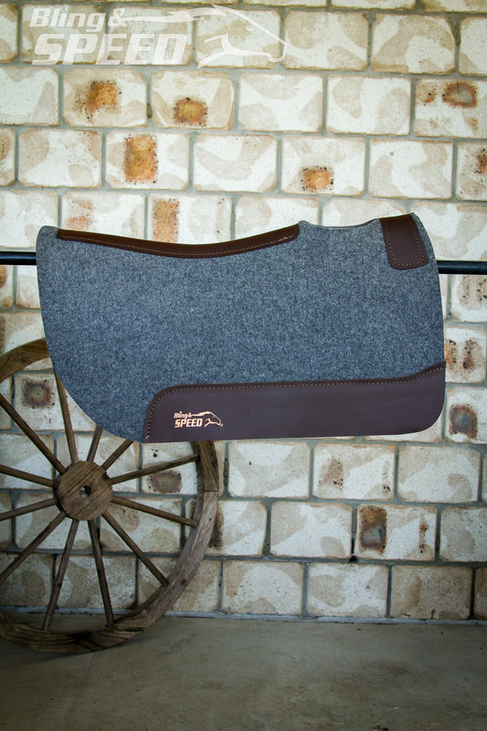 Standard Wither Relief - Round Skirt Merino Wool Barrel and Fender Saddle Pad - Charcoal