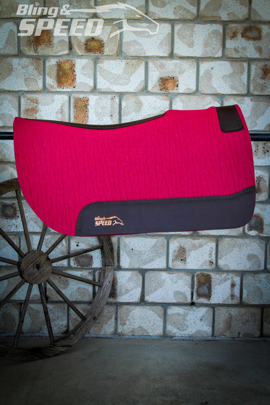 Standard Wither Relief - Round Skirt Merino Wool Barrel and Fender Saddle Pad - Fuchsia