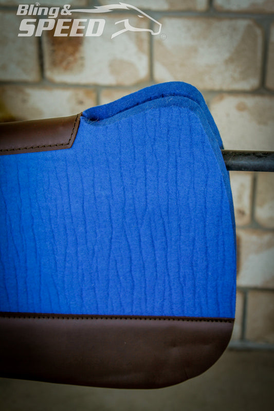 Royal Blue Full Wither Relief - Round Skirt Merino Wool Barrel and Fender Saddle Pad